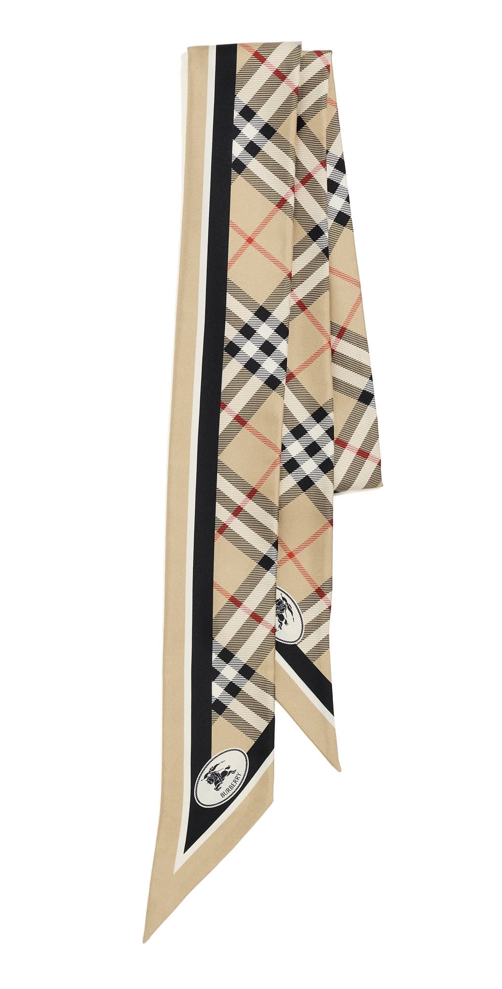 Burberry Check Silk Skinny Scarf Sand