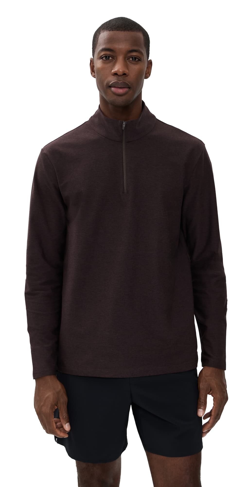 Beyond Yoga Spacedye Terrain Quarter Zip Pullover Dark Chocolate Heather