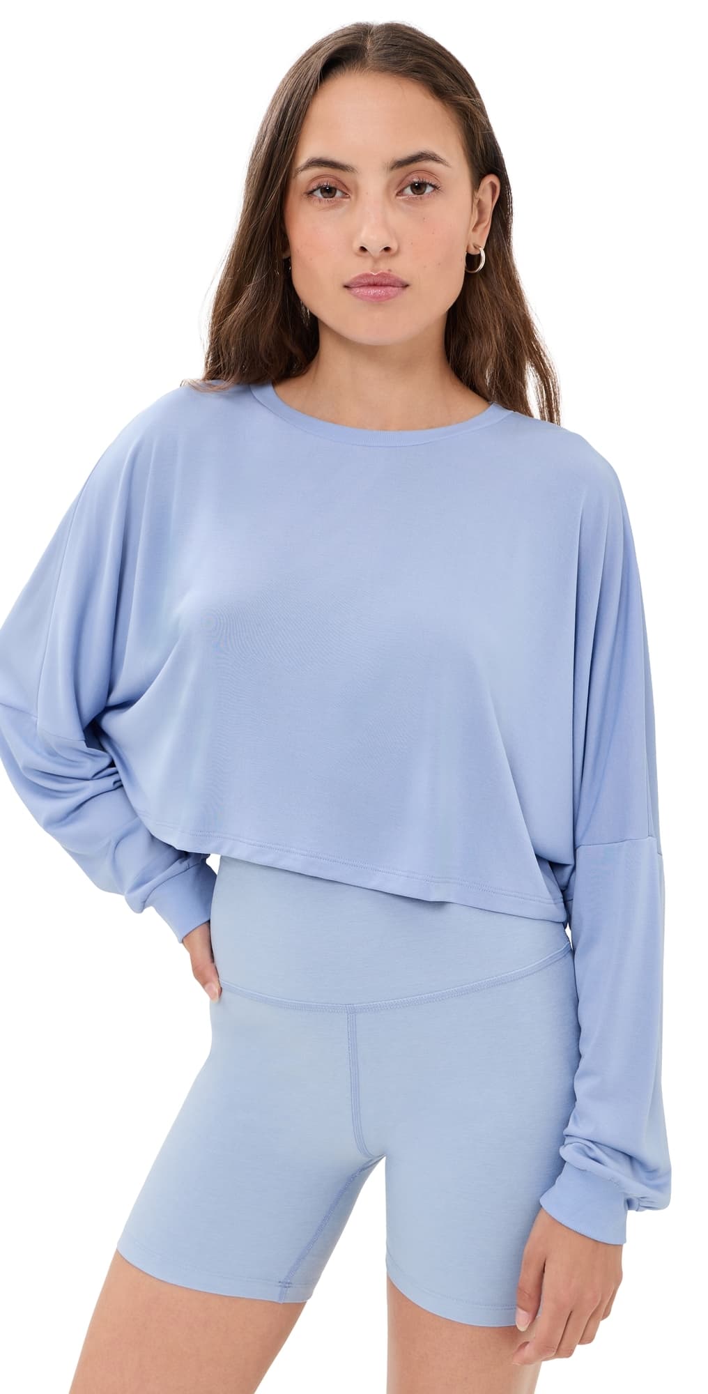 Beyond Yoga Studio Luxe Cropped Tee Pastel Periwinkle