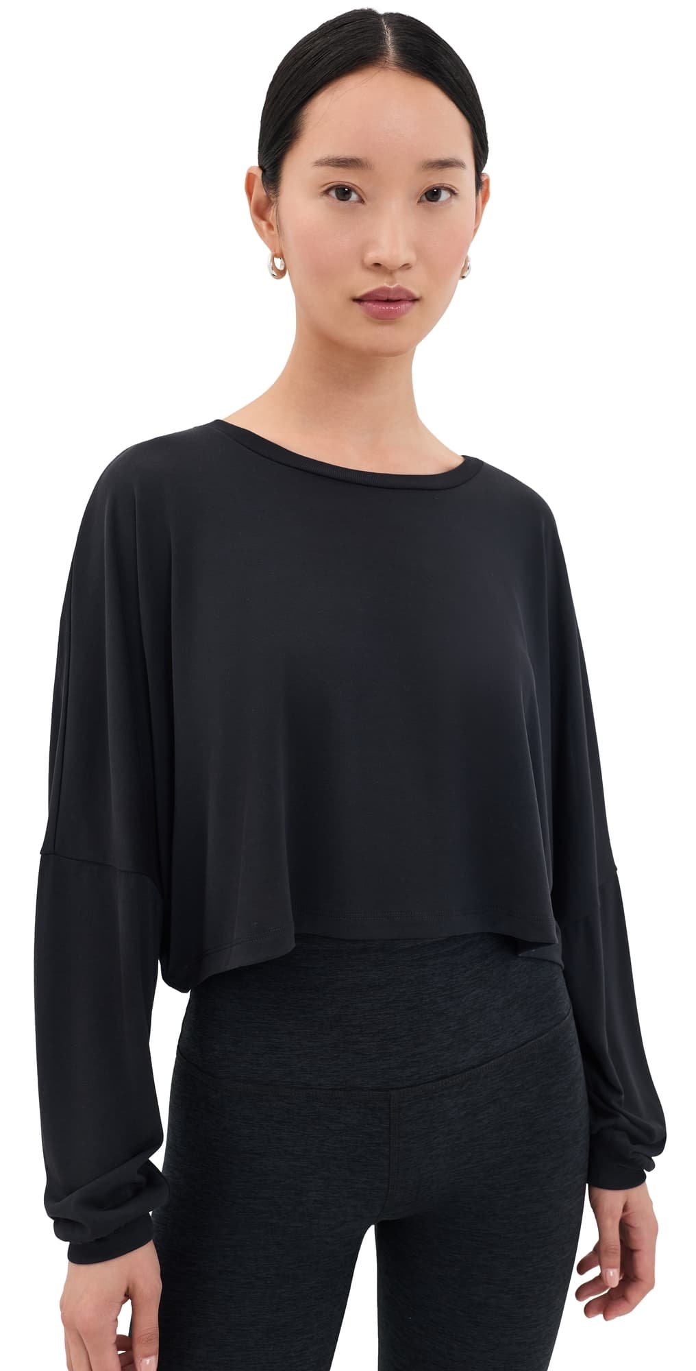 Beyond Yoga Studio Luxe Cropped Long Sleeve Tee Black