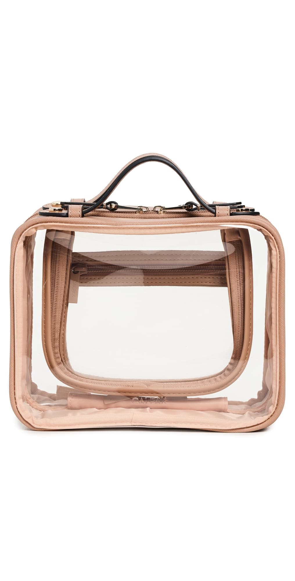 CALPAK Medium Clear Cosmetics Case Caramel