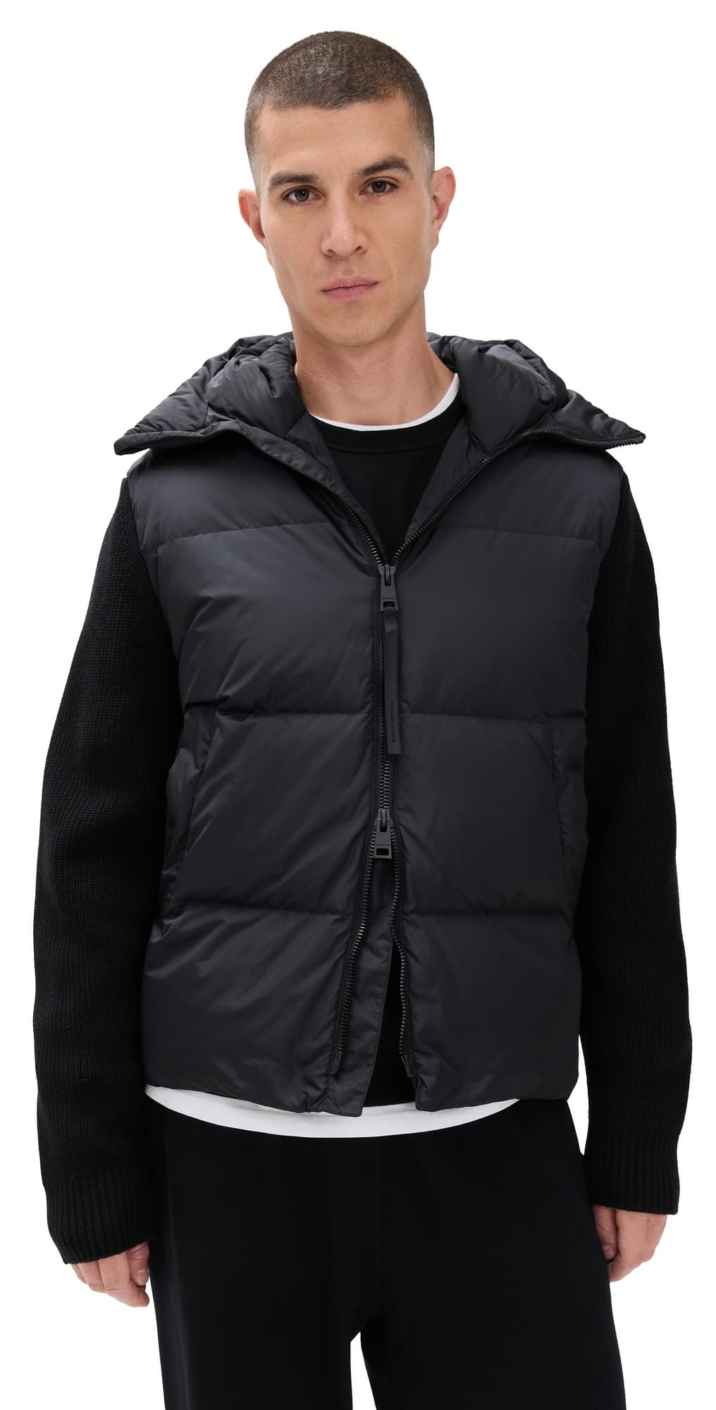 Canada Goose Hybridge Groove Knit Hooded Jacket Black