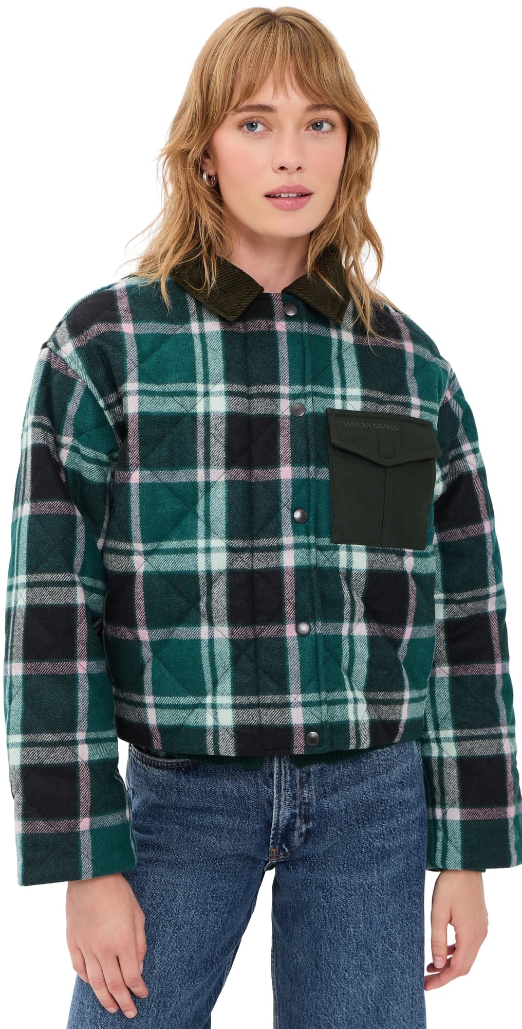 Canada Goose Terra Plaid Coat Green/Pink/Multi Plaid