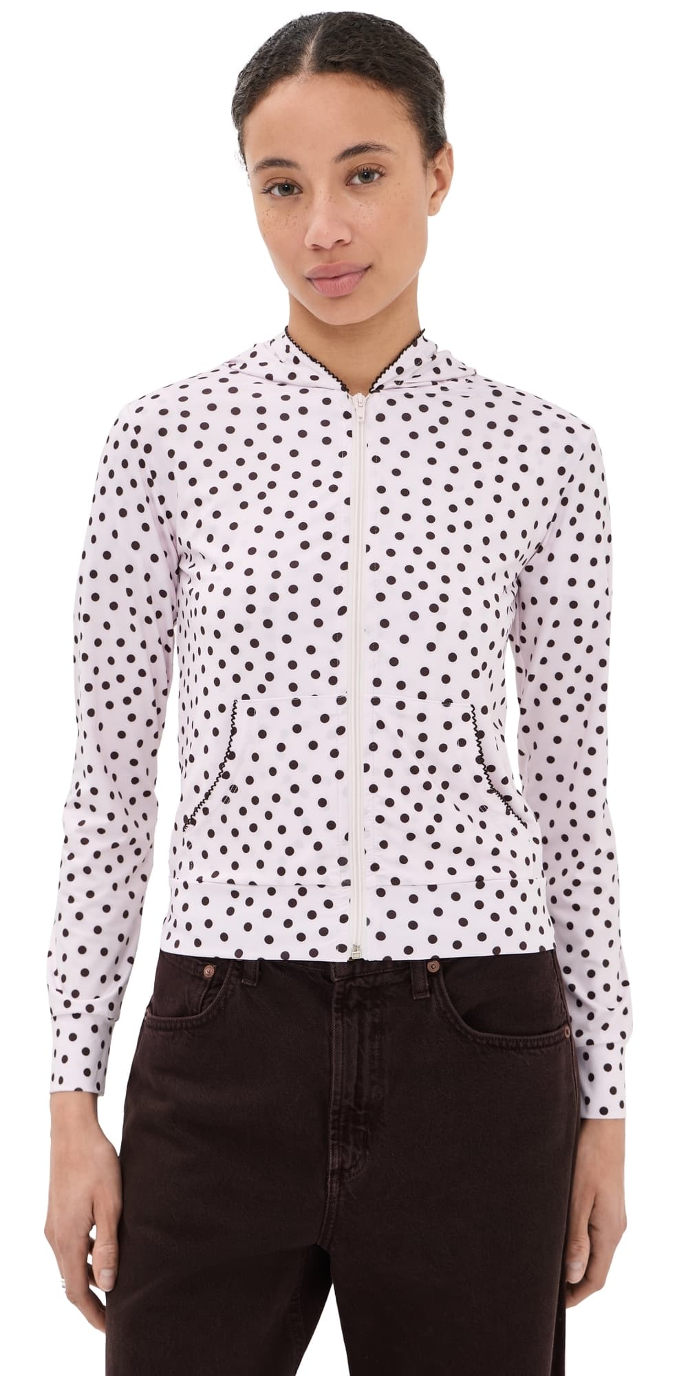Caro Editions Hoodie Pink/Brown Dots