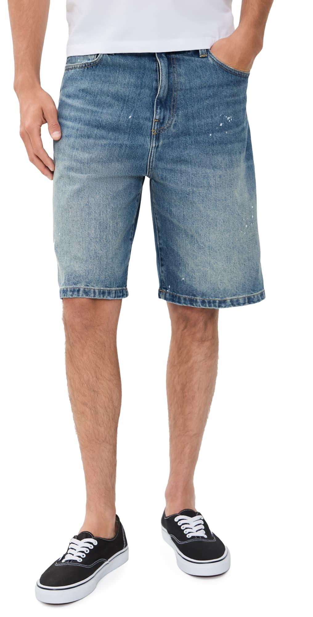 Carhartt WIP Landon Denim Shorts 10 Blue (Destroy Wash, Splatter)