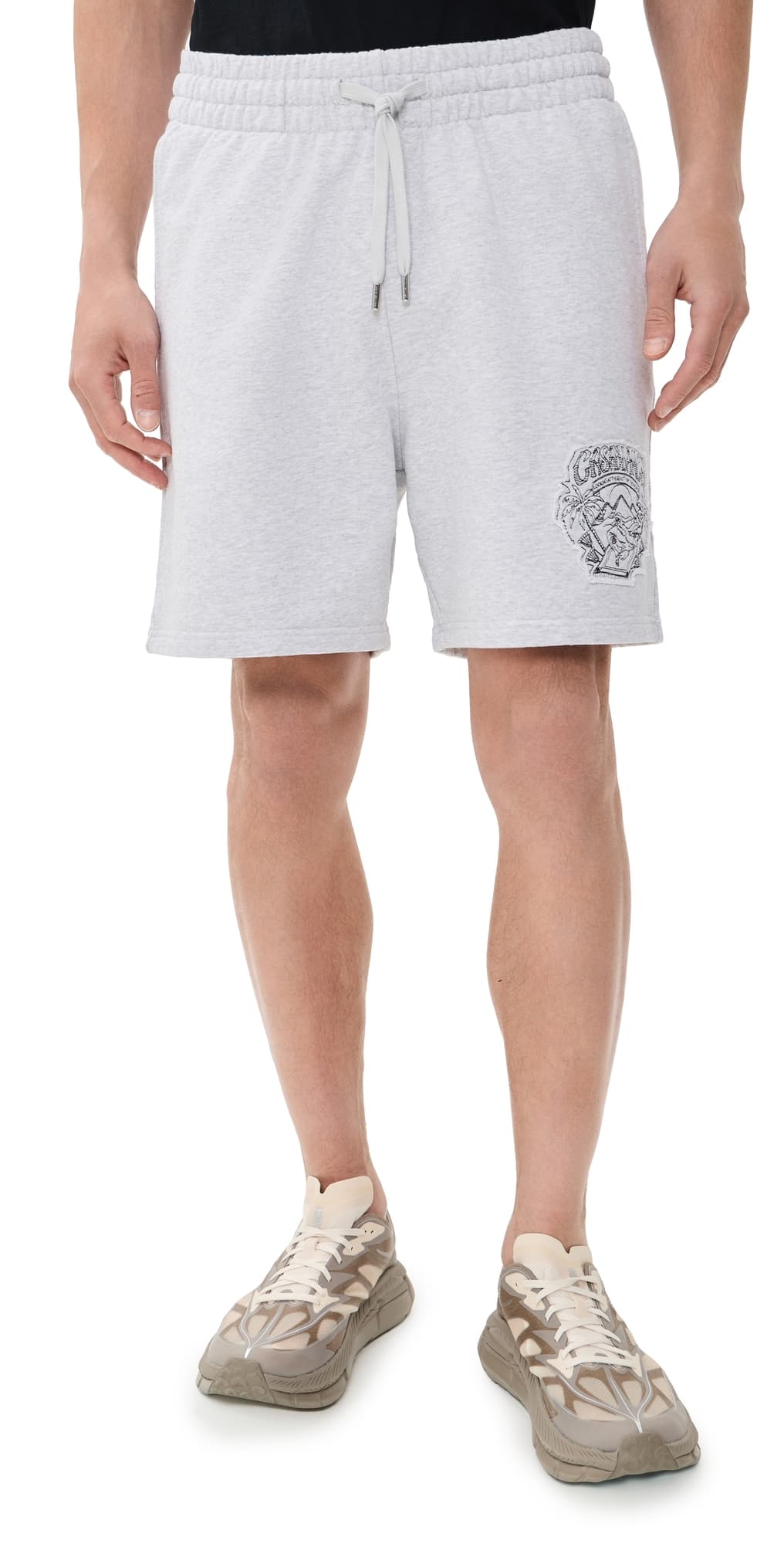 Casablanca Eveil Ancestral Applique Classic Shorts Grey Marle Loopback