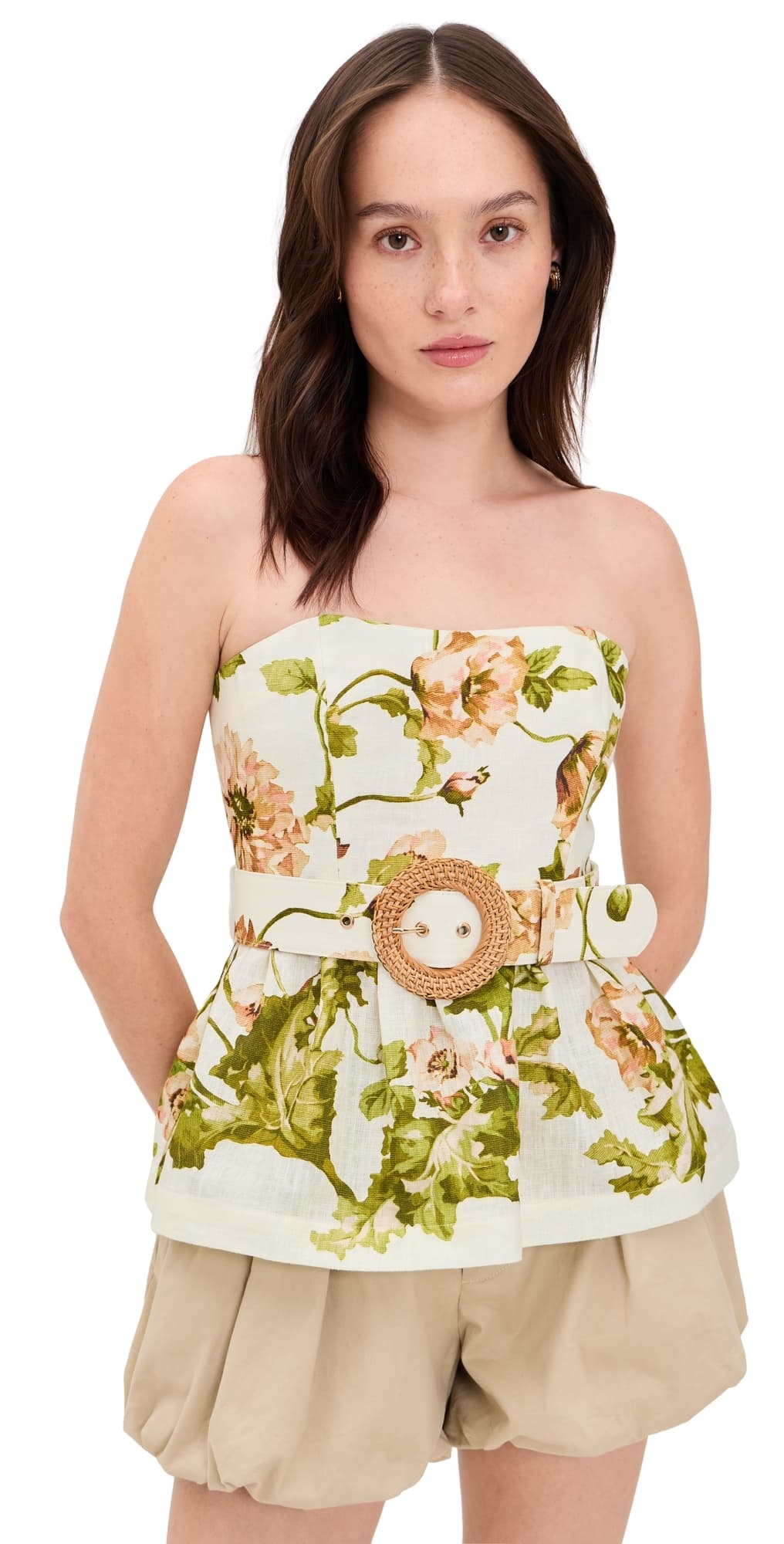 Cara Cara Tilda Linen Top Lockwood Flora Egret