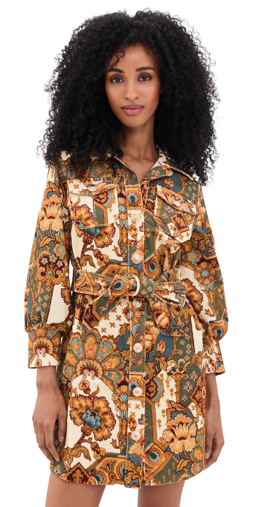 Cara Cara Villena Corduroy Dress Vintage Patchwork Blue