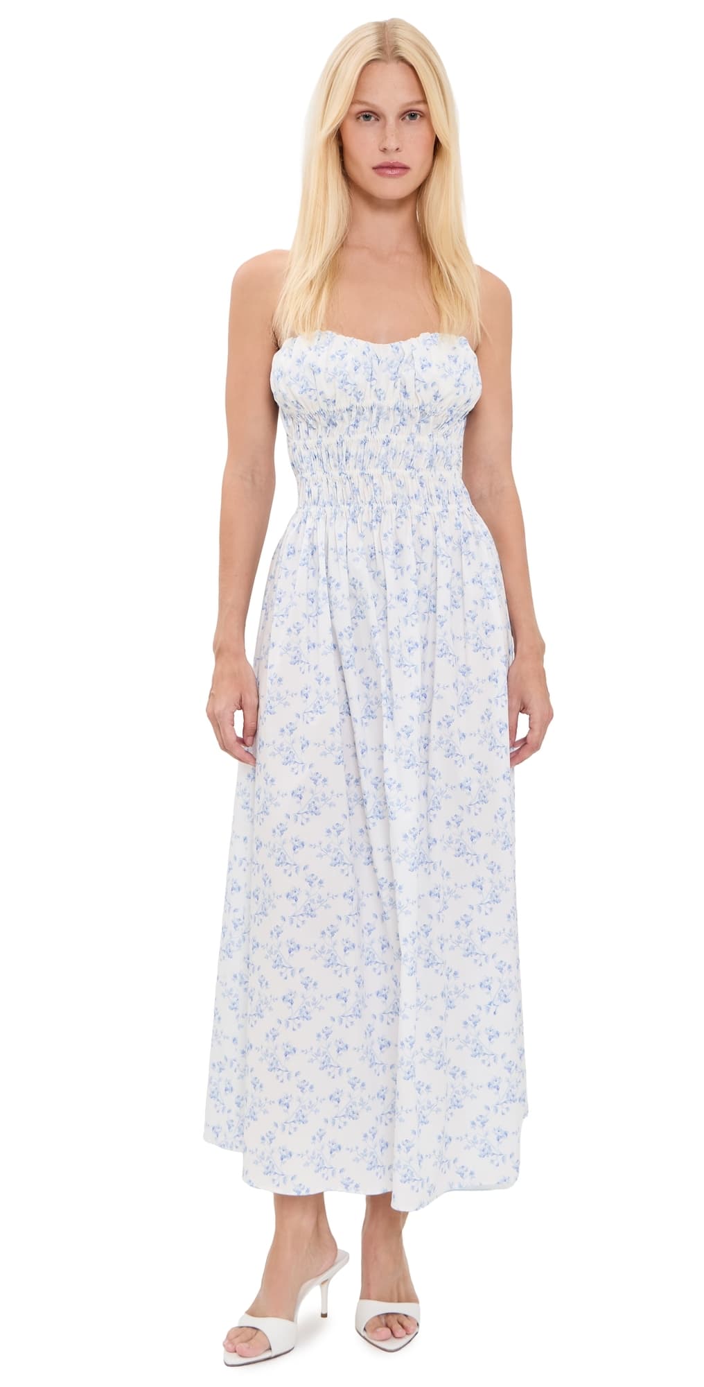 CAROLINE CONSTAS Ivette Dress White Blue