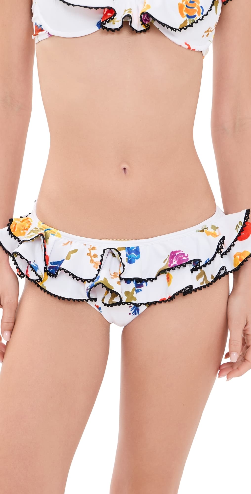 CAROLINE CONSTAS Lotus Bikini Bottoms White Multi