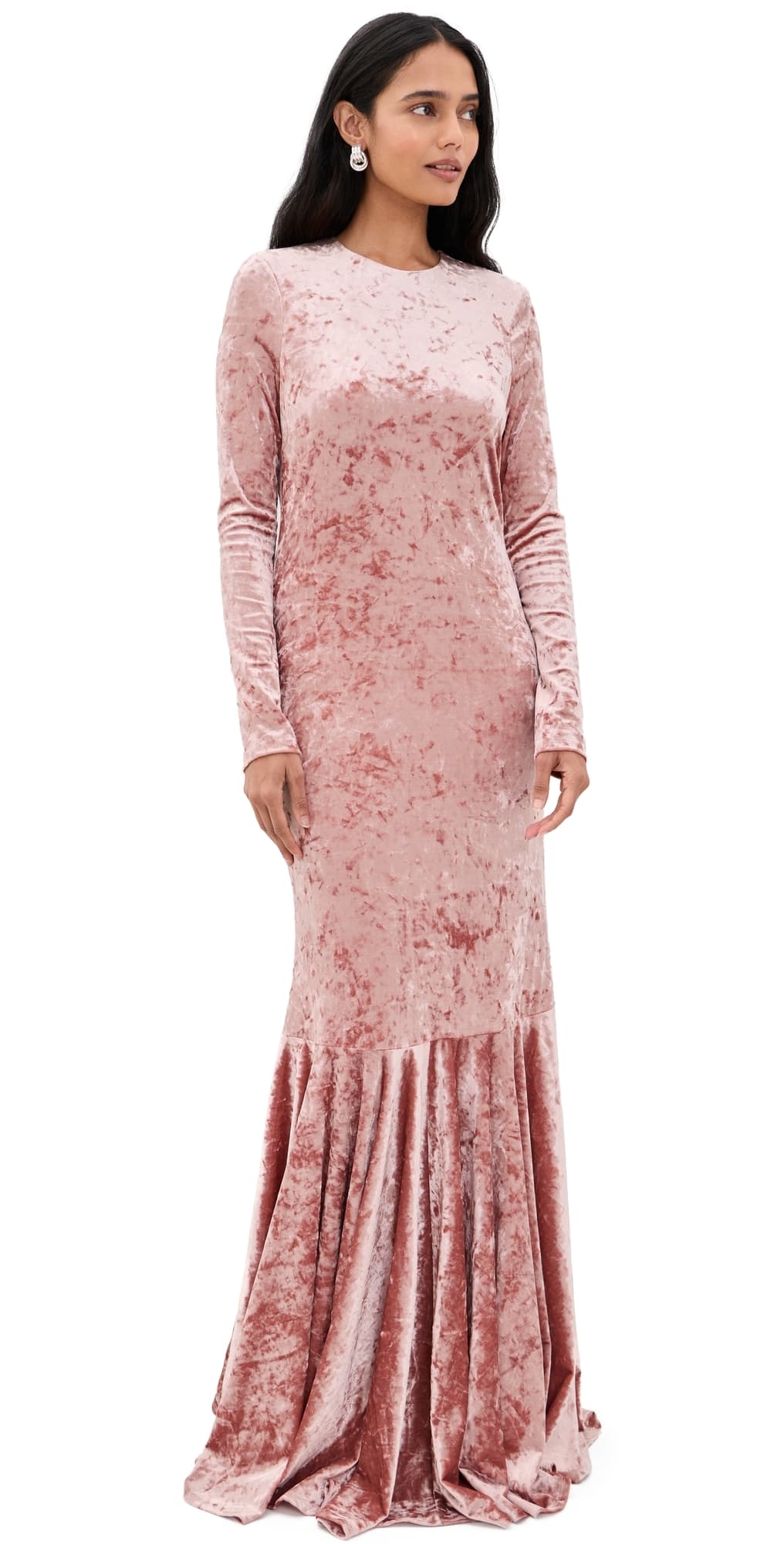 CAROLINE CONSTAS Alexandra Velvet Gown Dusty Rose