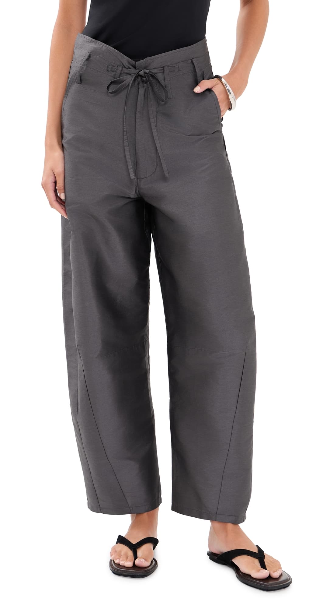 Chan Luu Techno Taffeta Barrel Pants Charcoal