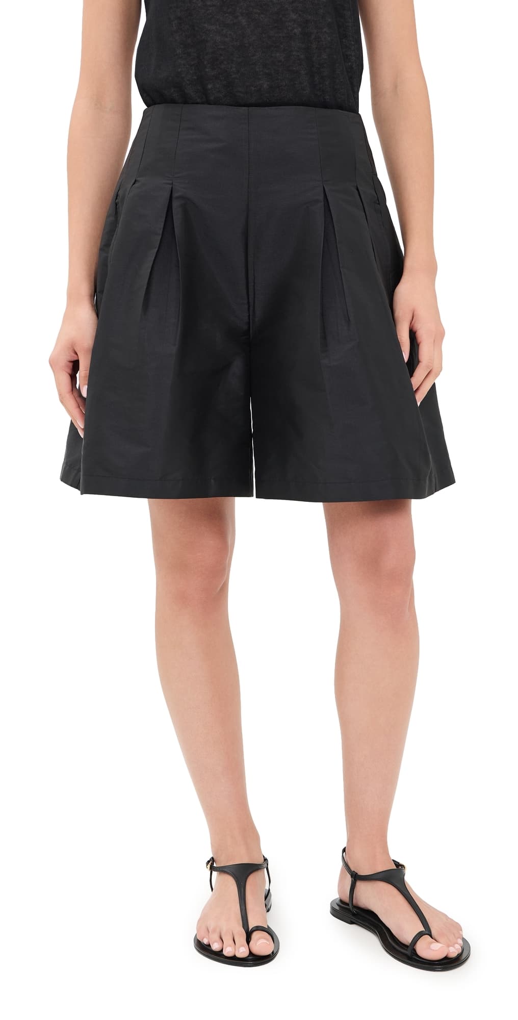 Chan Luu Techno Taffeta Long Shorts Black