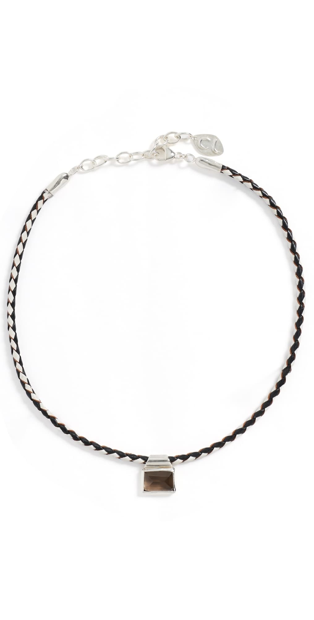 Chan Luu Marfa Braided Leather Necklace Smokey Quartz