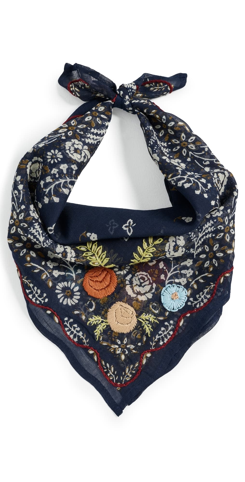 Chan Luu Embroidered Floral Bandana Mood Indigo · One Size