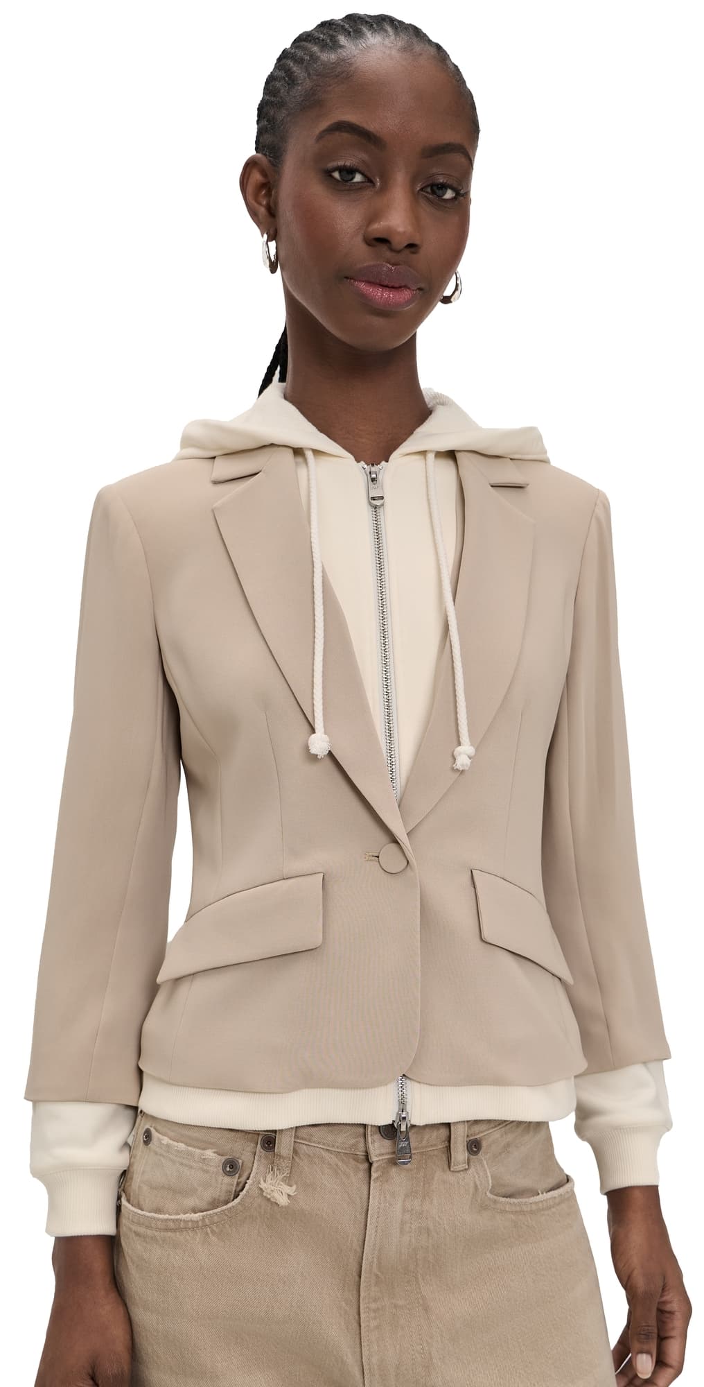 Cinq à Sept Zip Up Le Petit Khloe Blazer Khaki/Ivory