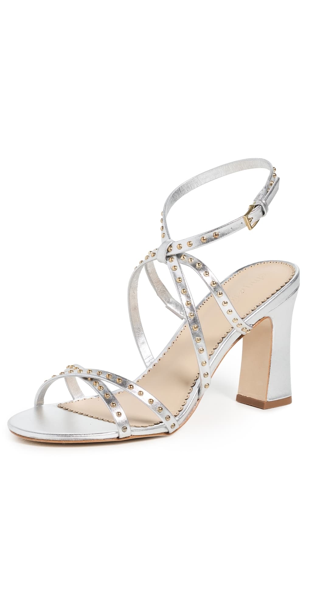 Cinq à Sept Blair Studded Metallic Heels Silver/Gold