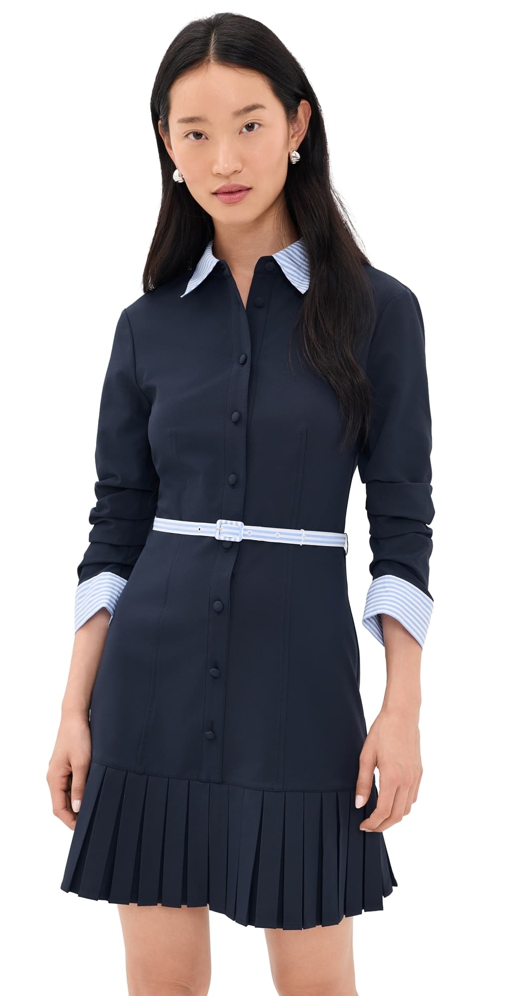Cinq à Sept Stripe Shirting Lucilla Dress Navy/Blue Stripe