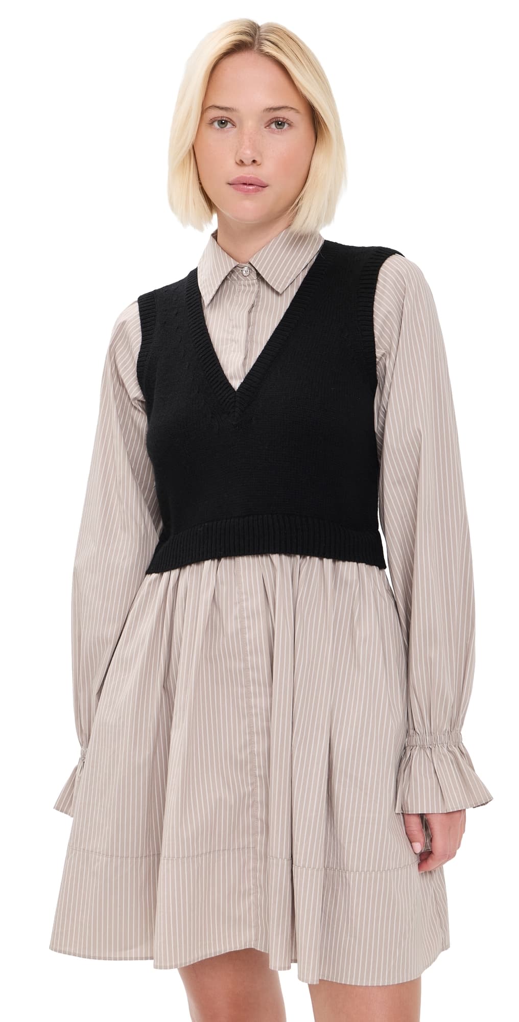 Cinq à Sept Patsy Dress Black/Cappucino Stripe