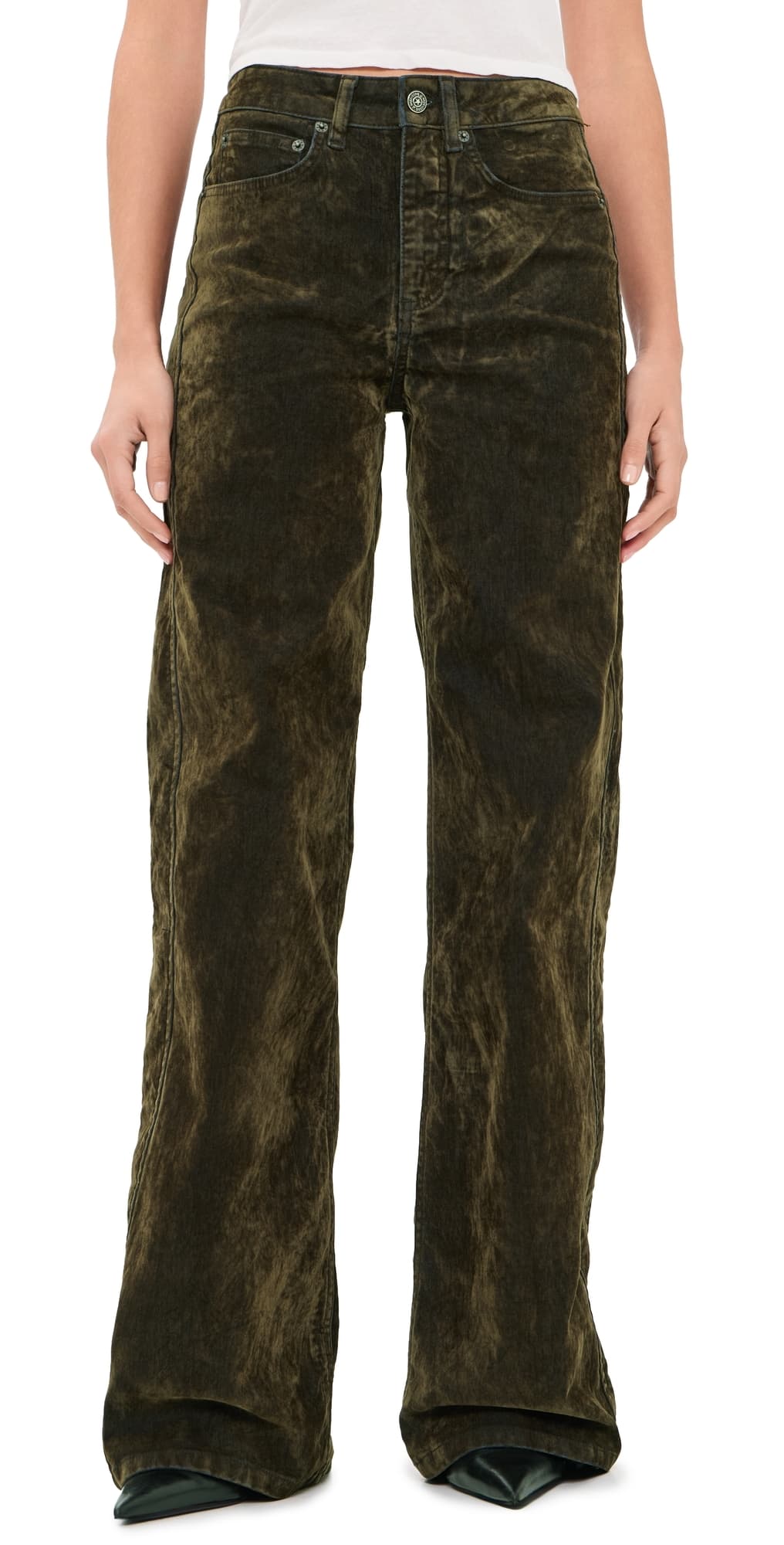Cinq à Sept Flocked Velvet Betsy Pants Dark Olive
