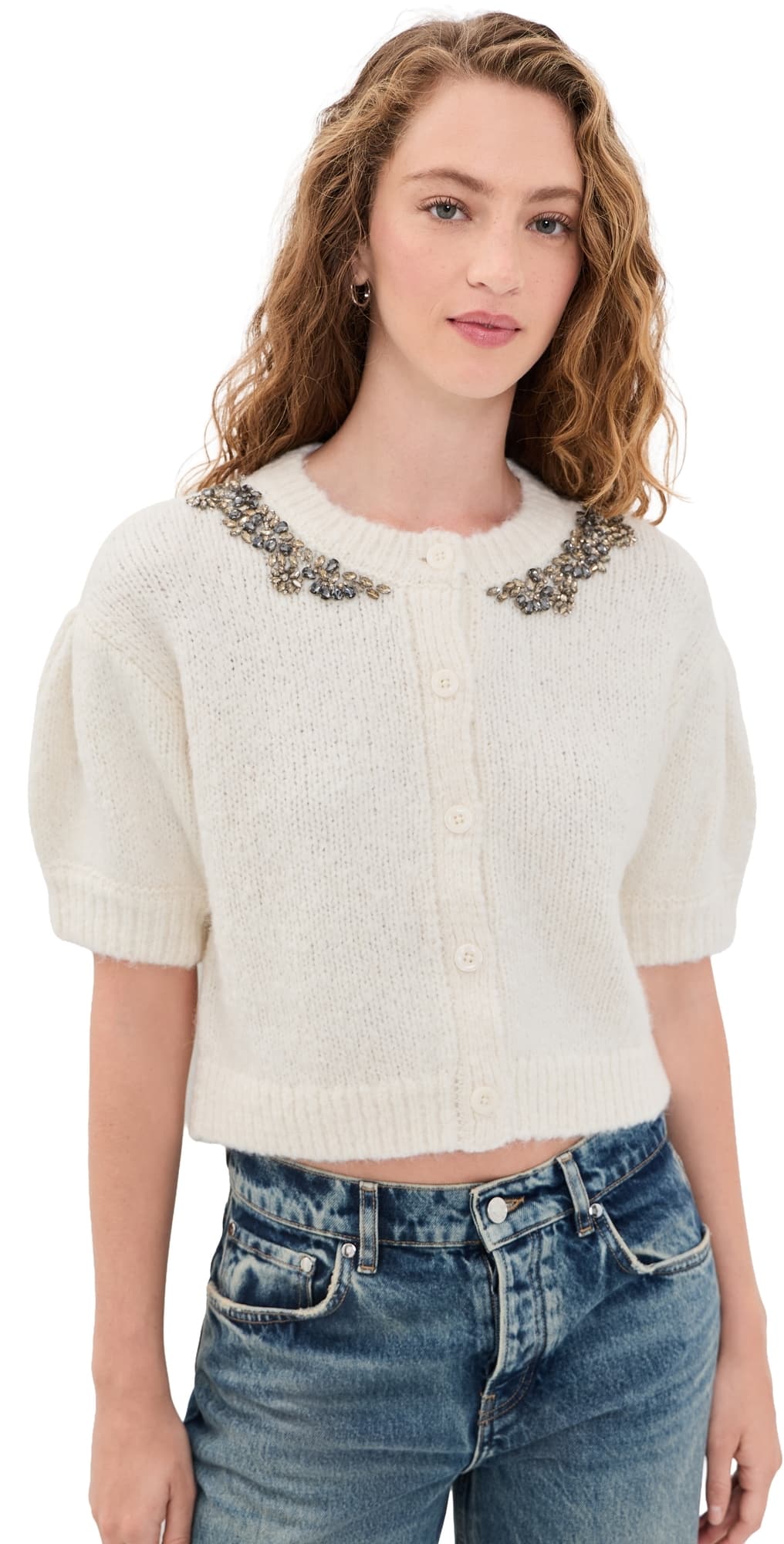 Cinq à Sept Crystal Lace Millicent Cardigan Ivory
