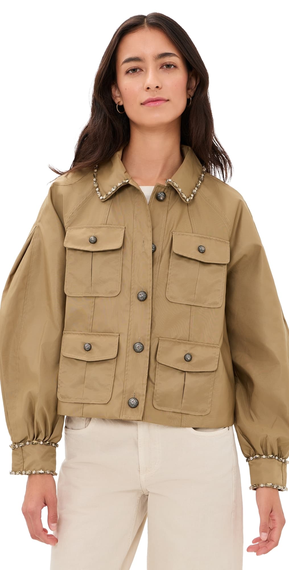 Cinq à Sept Rhinestone Chain Adami Jacket brown sandstone