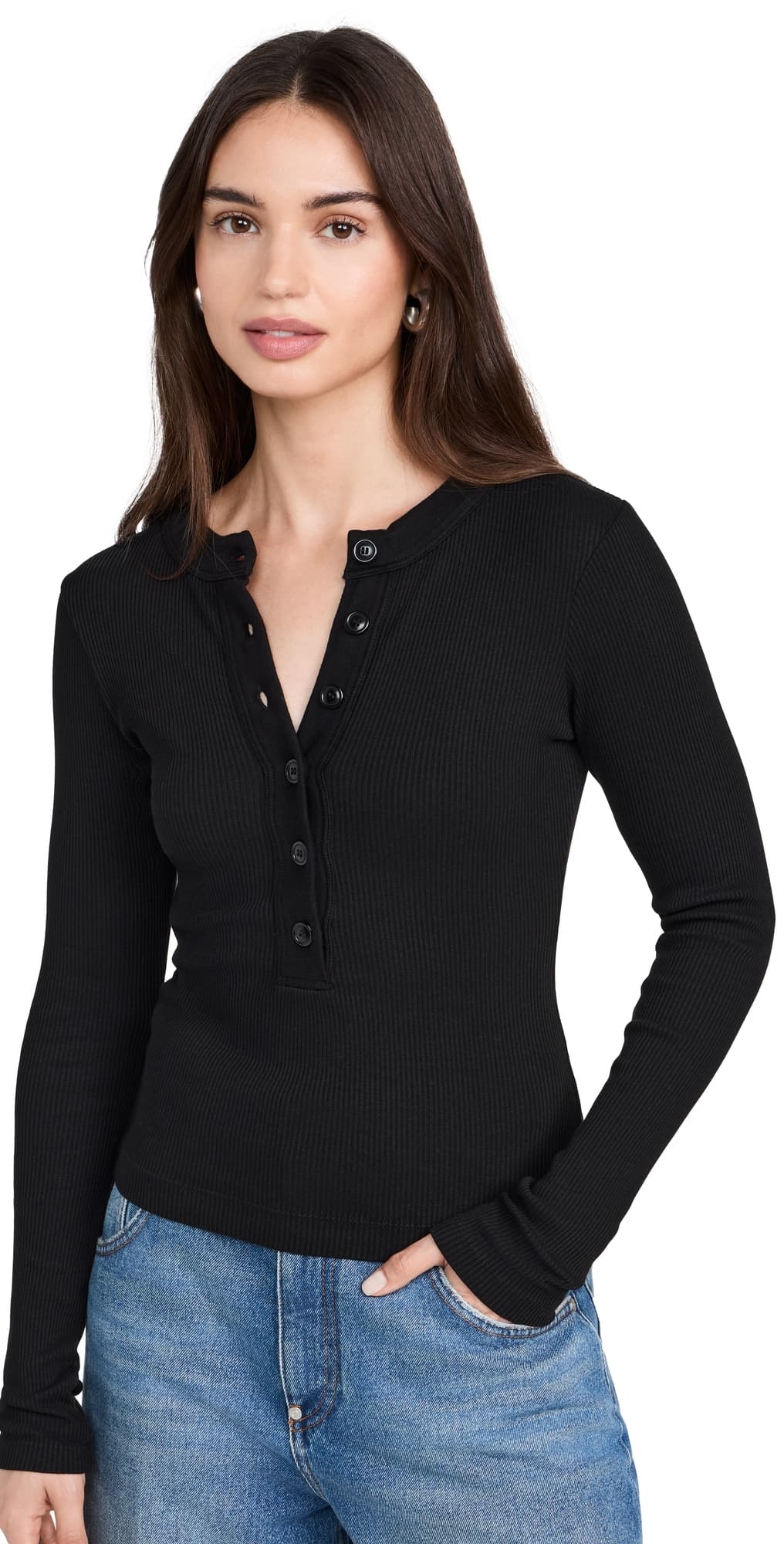 Citizens of Humanity Varra Henley Tee Black