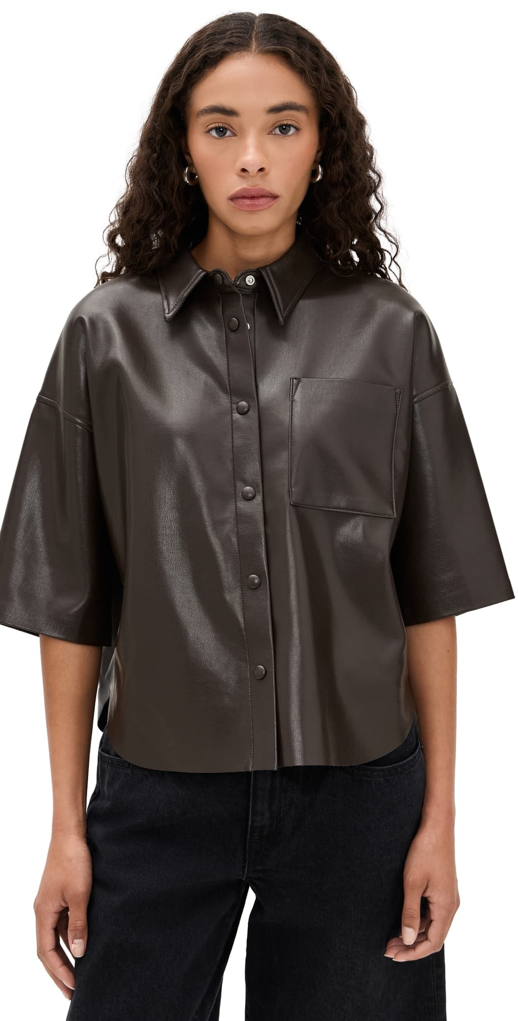 Citizens of Humanity Frances Cropped Caped Button Up Chocolate