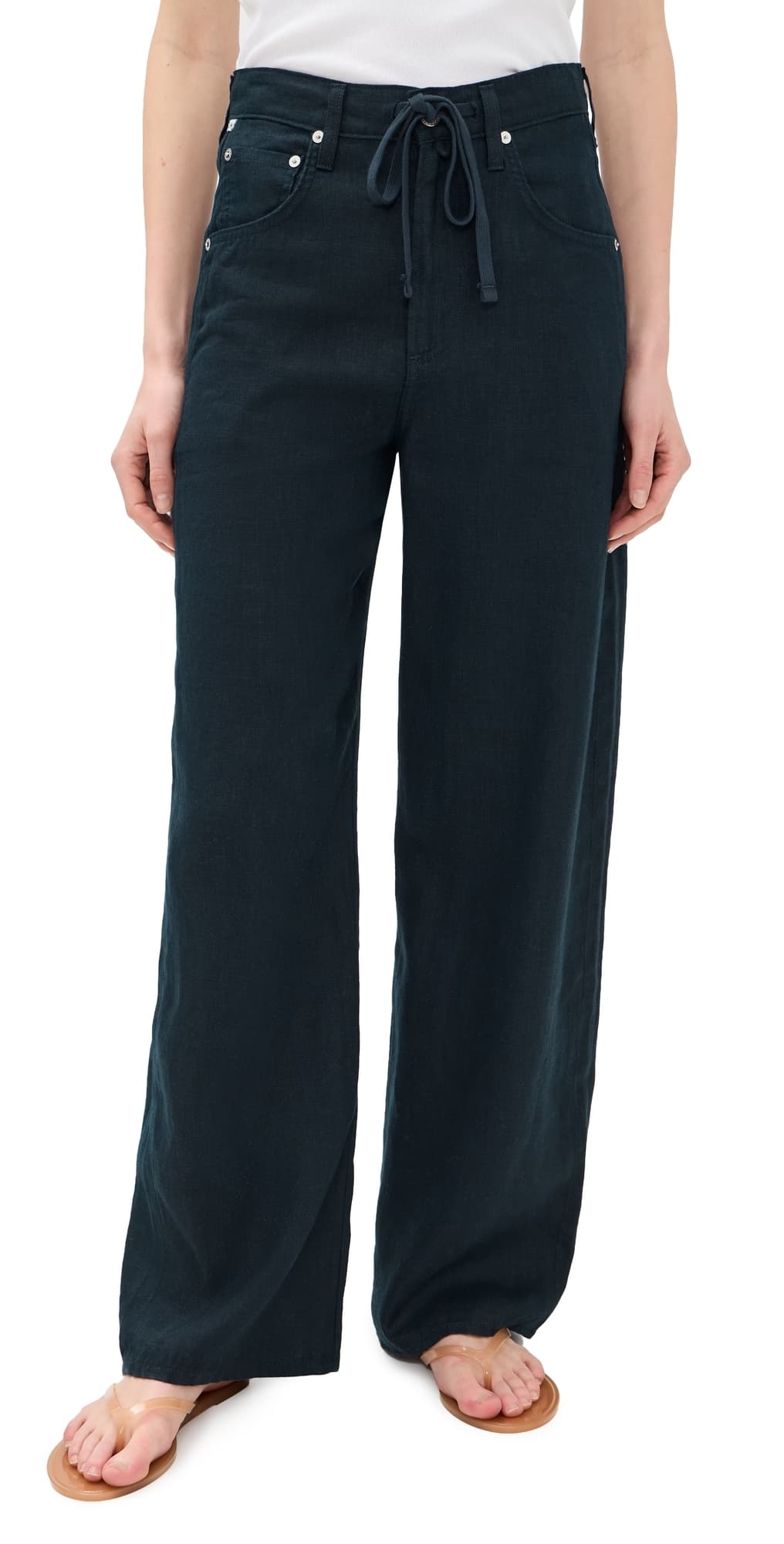 Citizens of Humanity Brynn Drawstring Linen Trousers True Navy