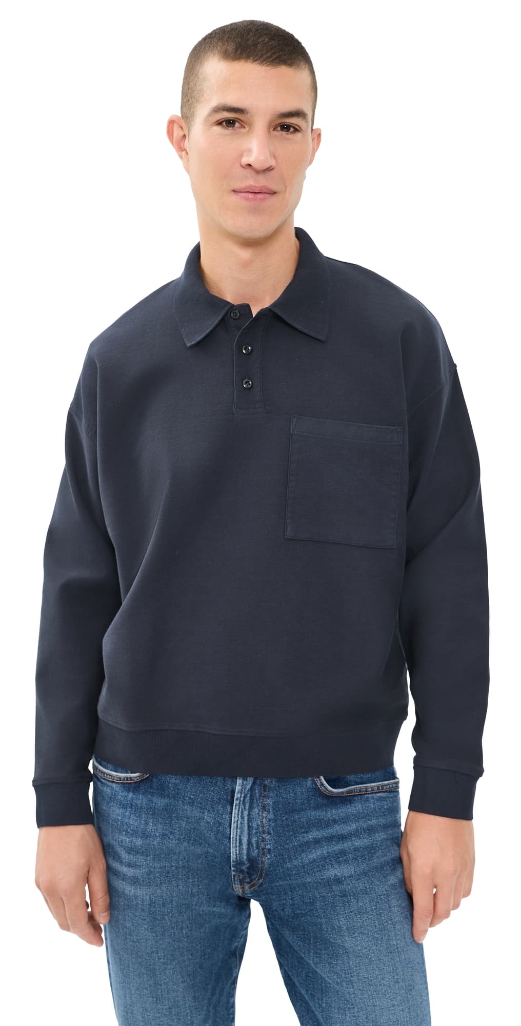 Citizens of Humanity French Terry Rugby Polo Navy