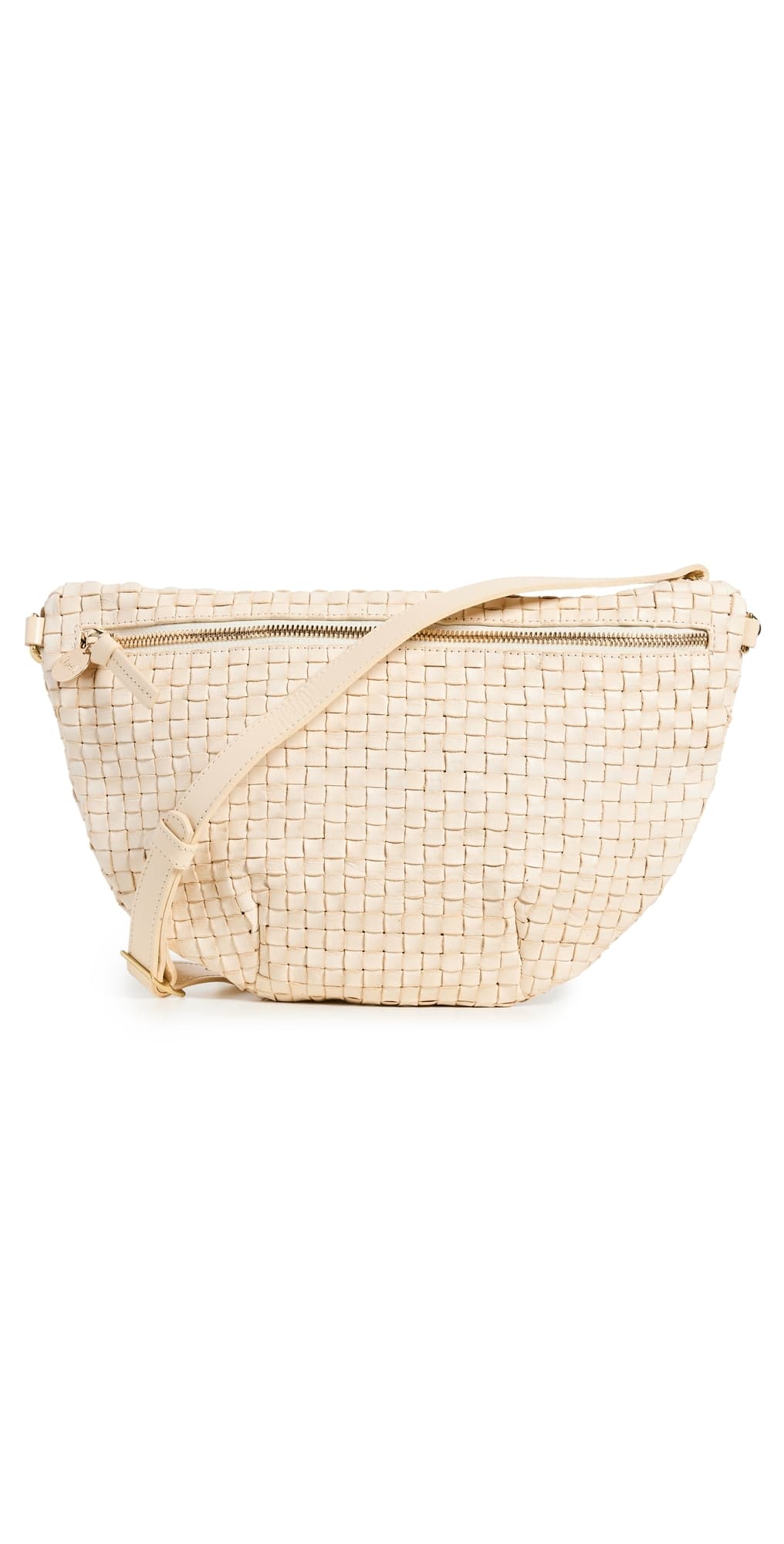 Clare V. Grande Fanny Cream Woven Checker