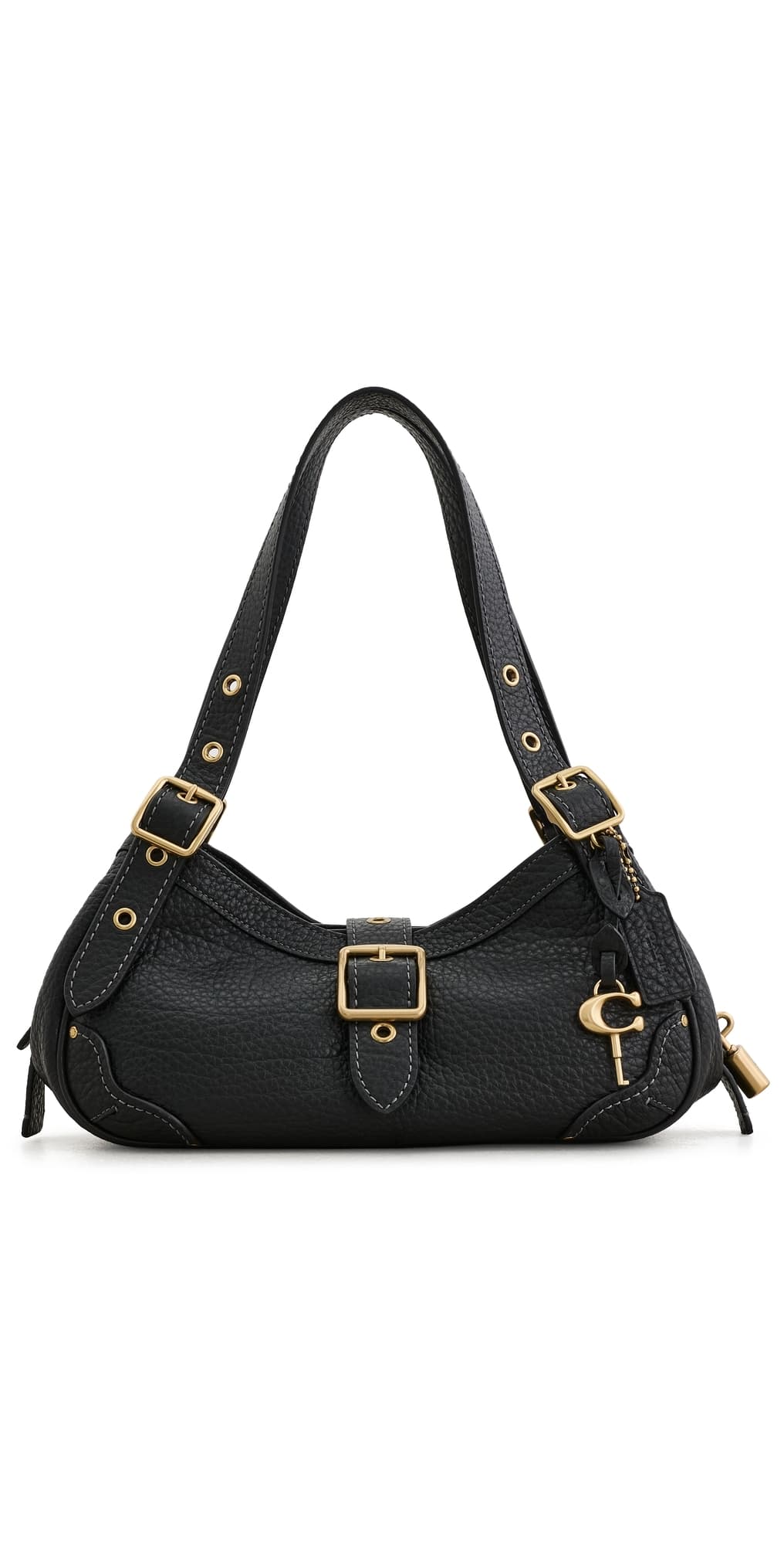 Coach Textured Pebble Leather Drifter Shoulder Bag 31 Black