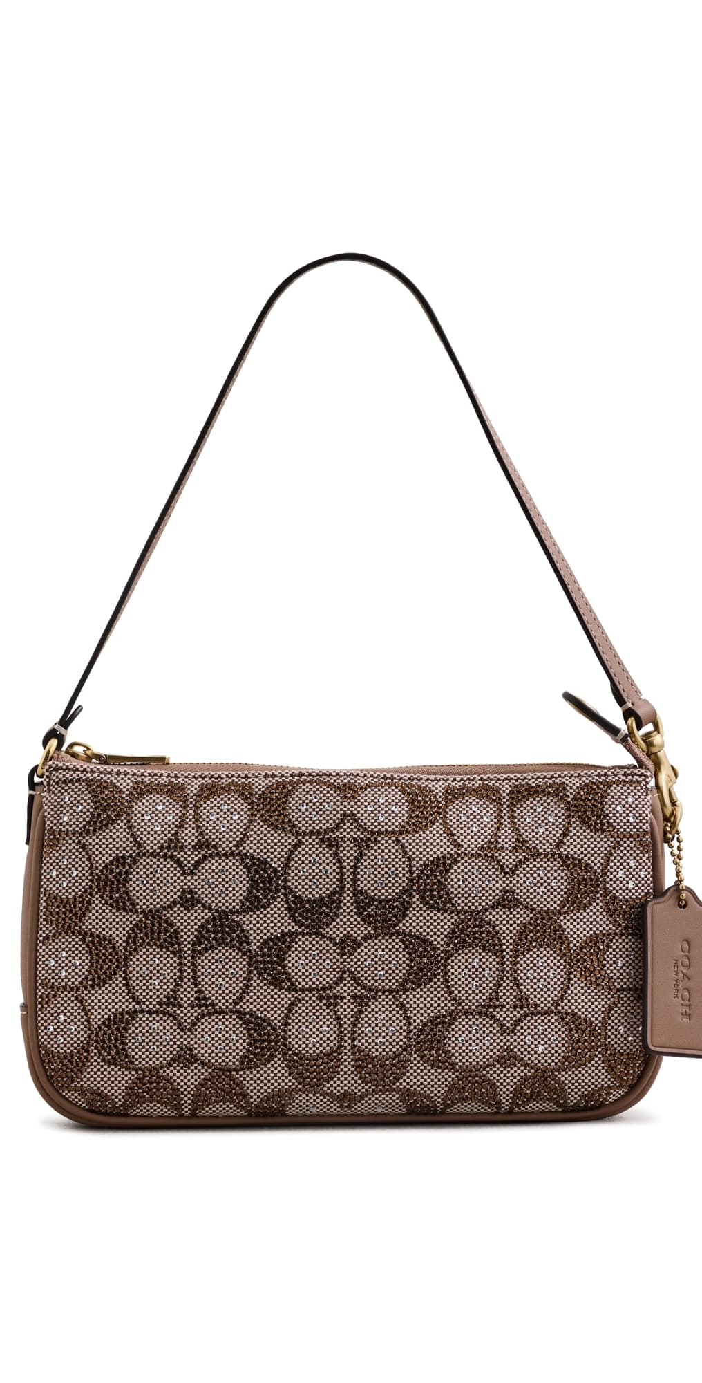 Coach Crystal Signature Jacquard Plaza Bag Mushroom