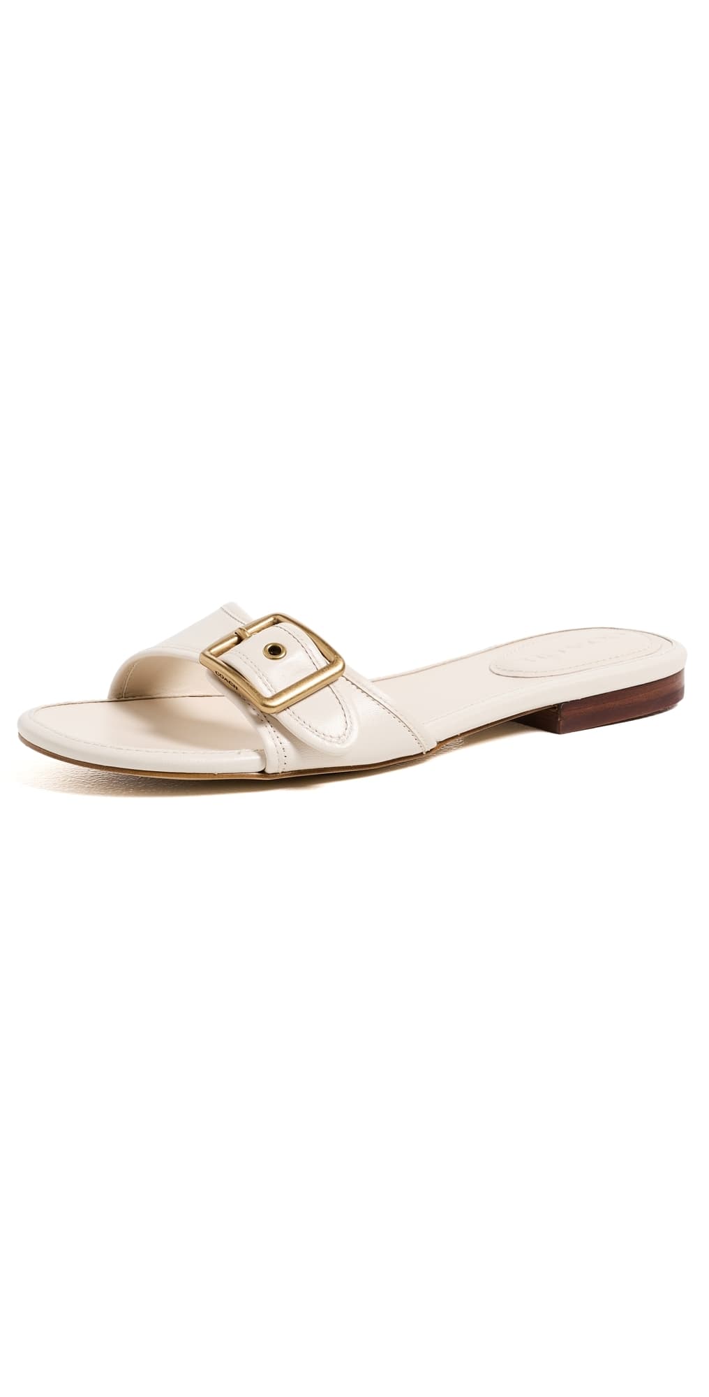Coach Margot Leather Flat Sandals Chalk