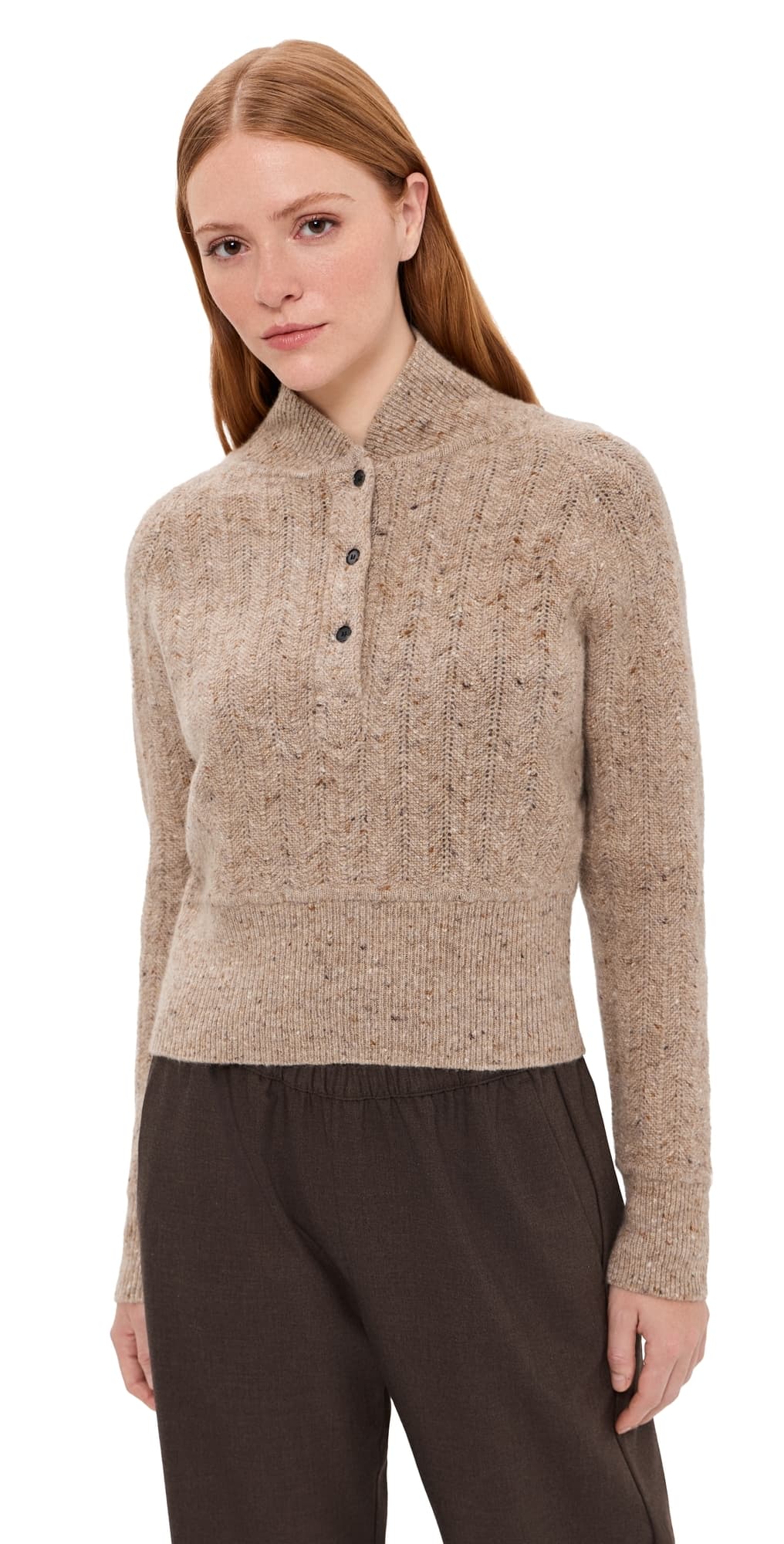 CO Cropped Henley Sweater Antelope