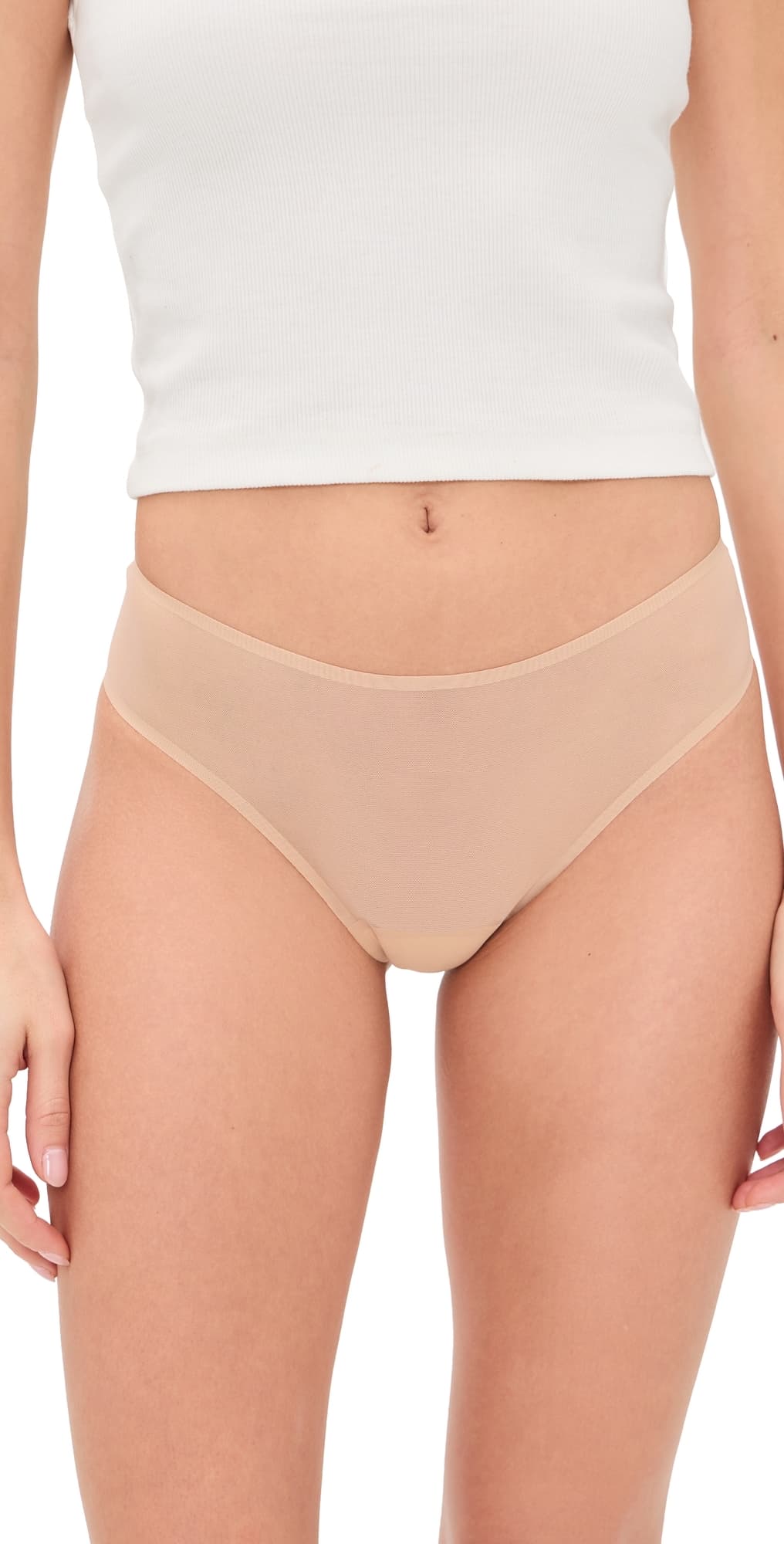 Commando Chic Mesh Thong Beige