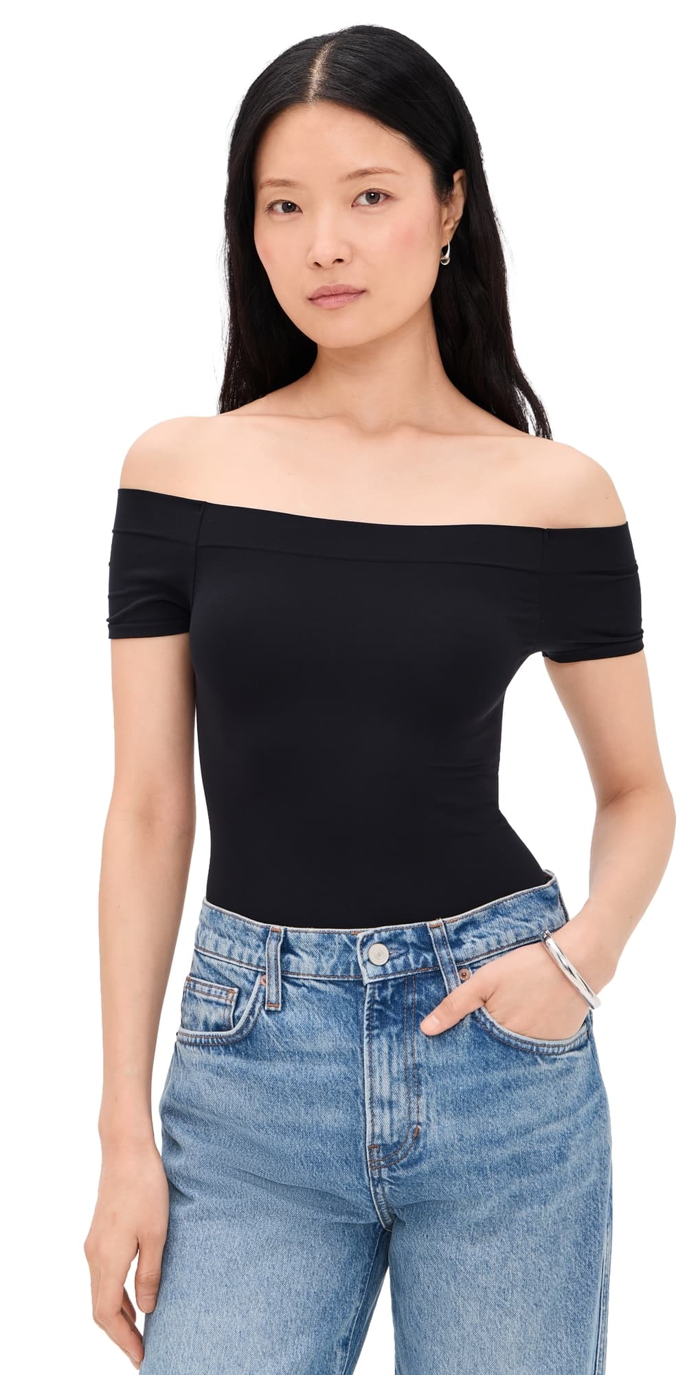 Commando Ballet Cap Sleeve Thong Bodysuit Black · One Size