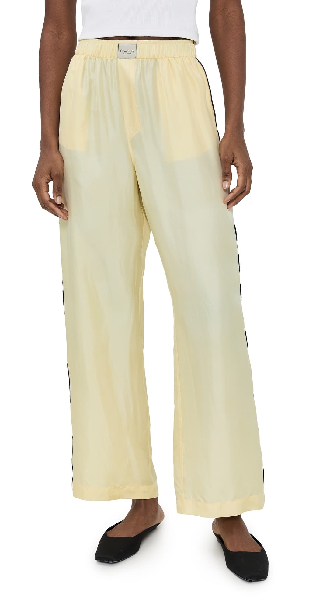 Comme Si La Alta Silk Boxer Pants Butter/Black