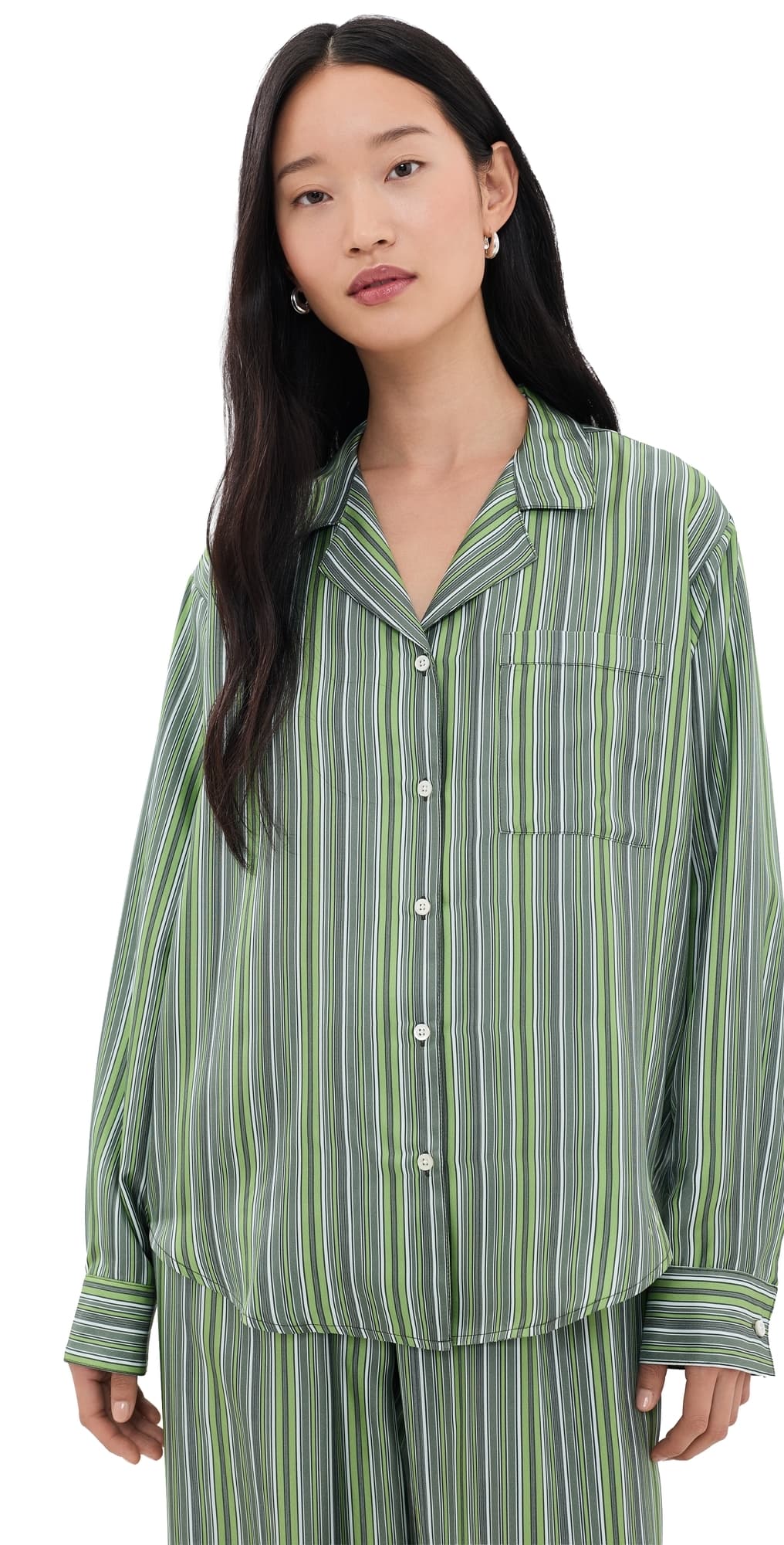 Comme Si Long Sleeve Notched Collar Shirt Abruzzo Stripe