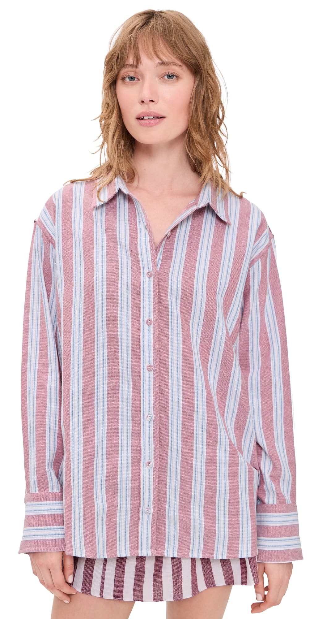 Coniglio Palm Beach Classic Button Down Claret Combo Stripe