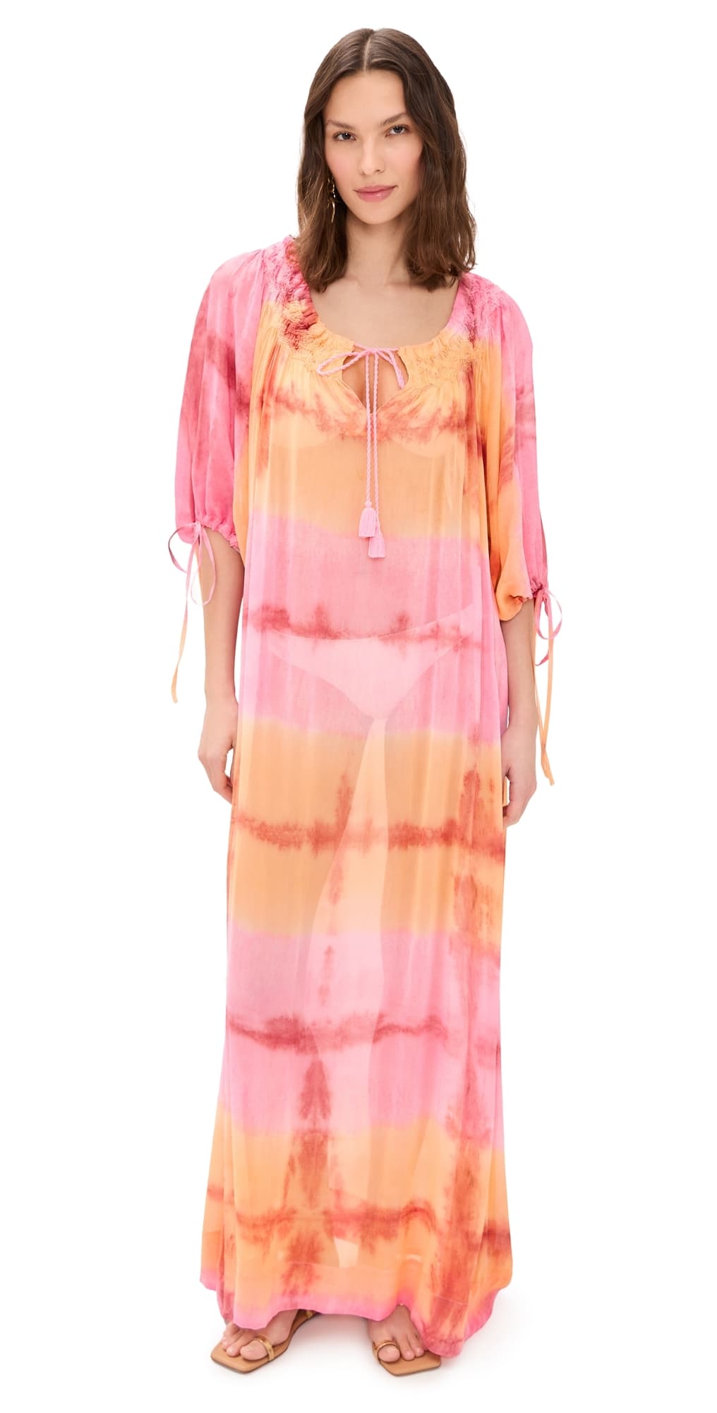 Coniglio Palm Beach Delray Maxi Coverup Dress Bromeliad Hand Dye