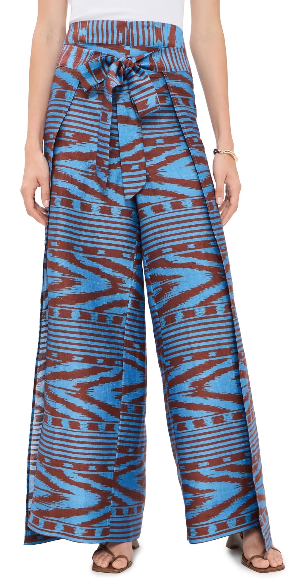 Coniglio Palm Beach Two Panel Wrap Pants Ikat Stripe Marble Azul