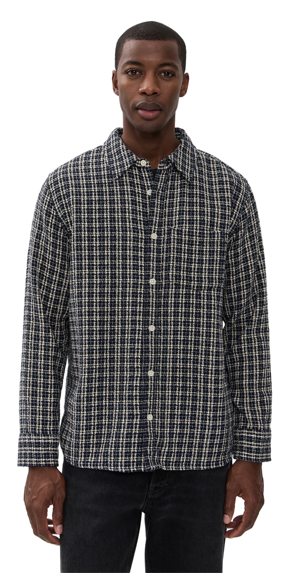 Corridor Reverse Tweed Snow Check Shirt Blue