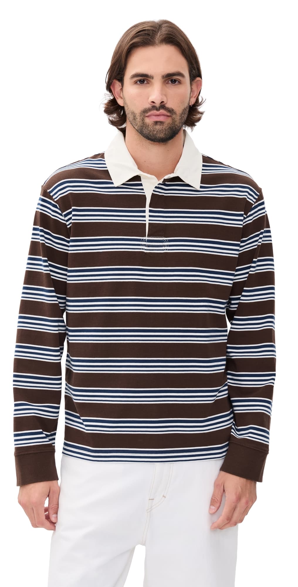 Corridor Mini Stripe Rugby Polo Brown