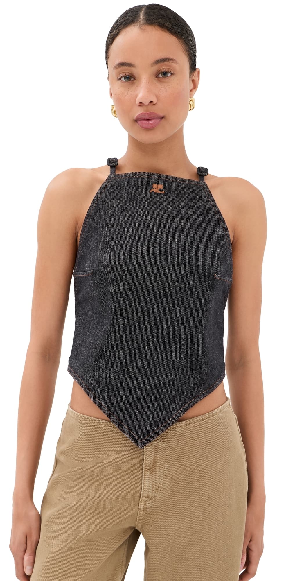 Courrèges Pointy Denim Tank Top Brut