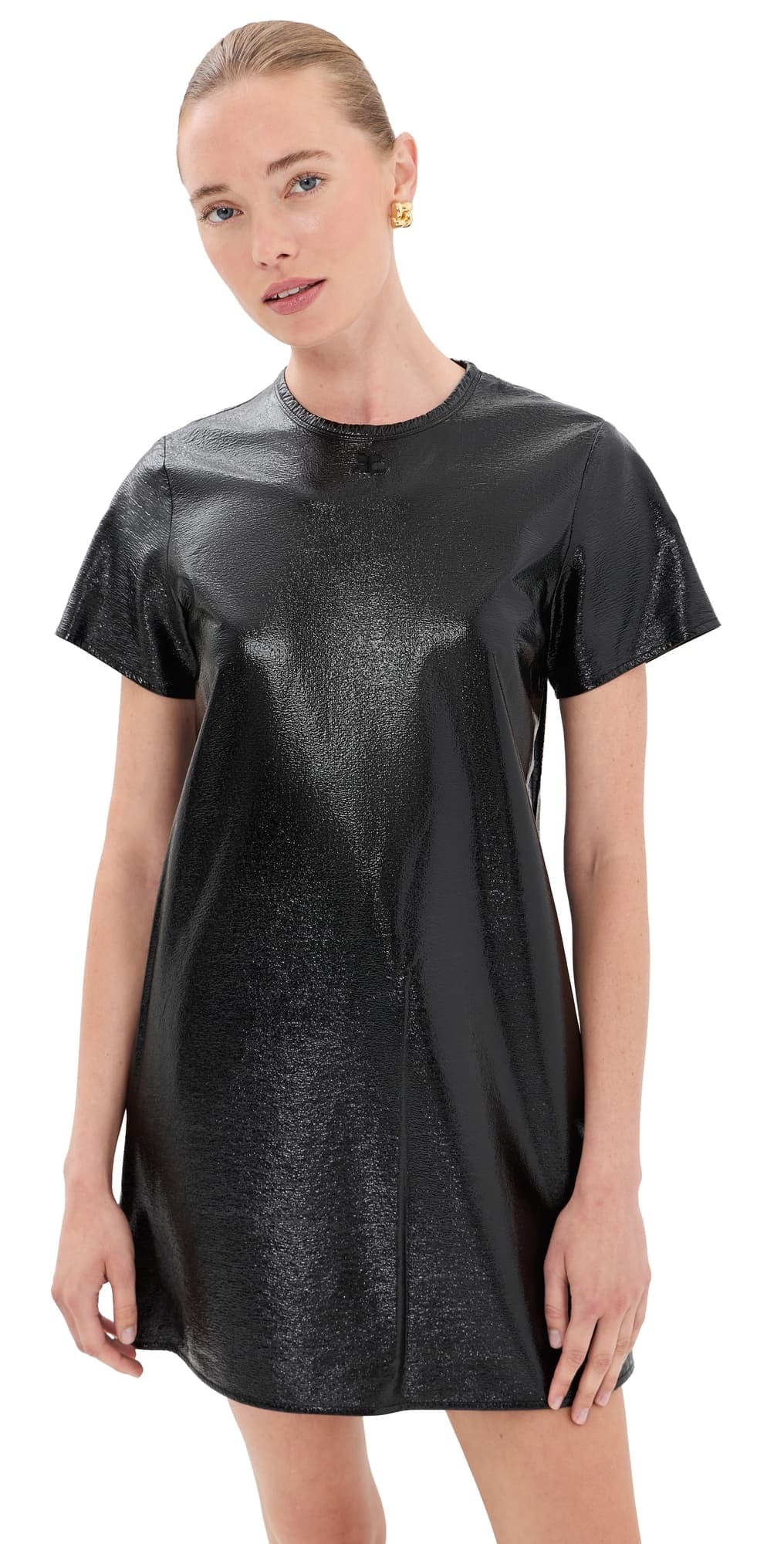 Courrèges Vinyl Mini Dress Black