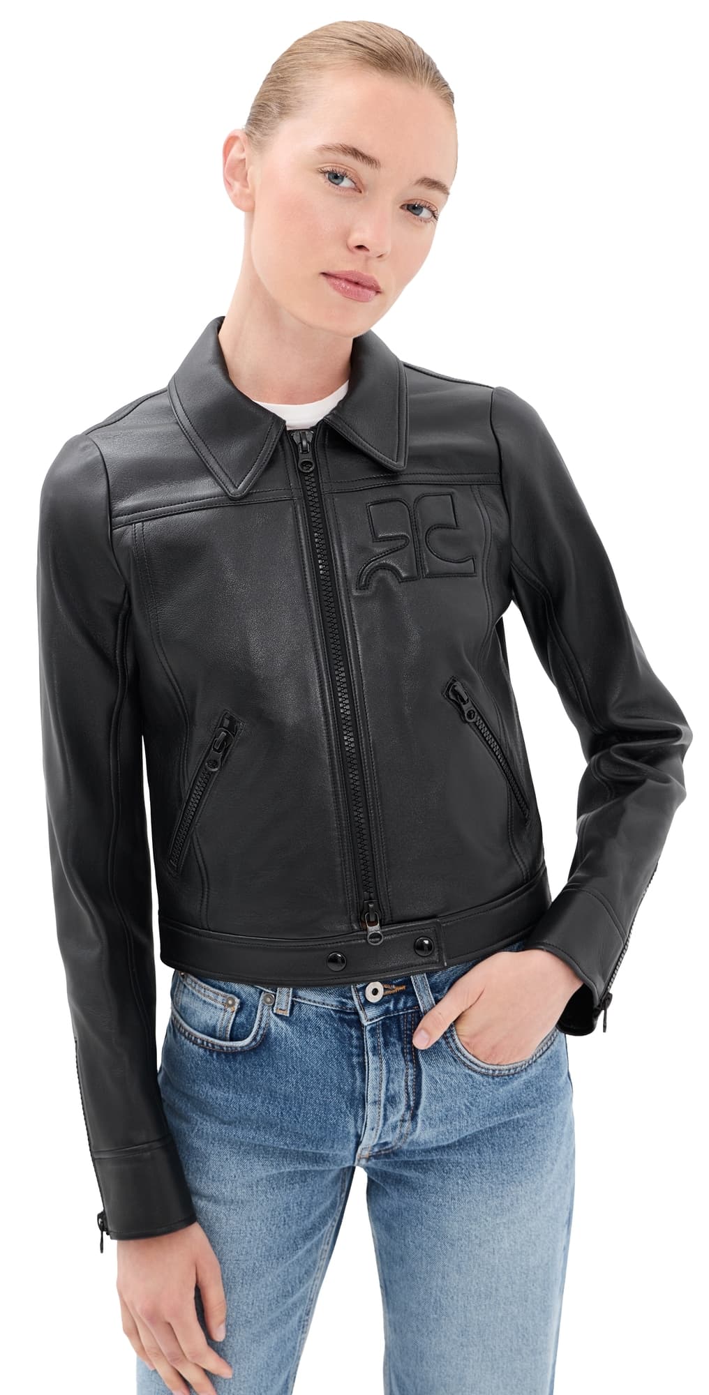 Courrèges Reedition Leather Jacket Black