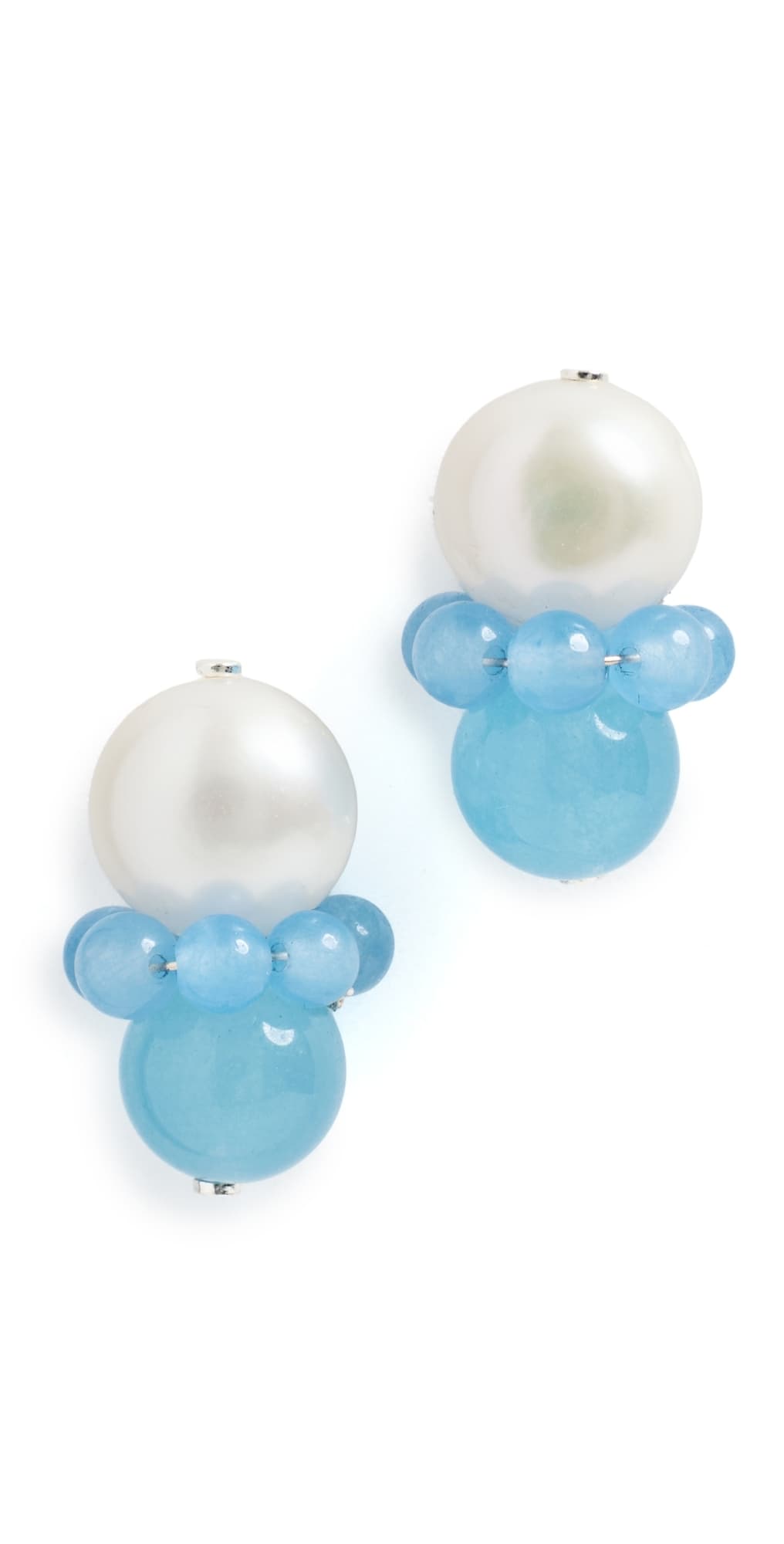 Completedworks Freshwater Pearls Agate Bead Earrings Silver Plated Blue · One Size
