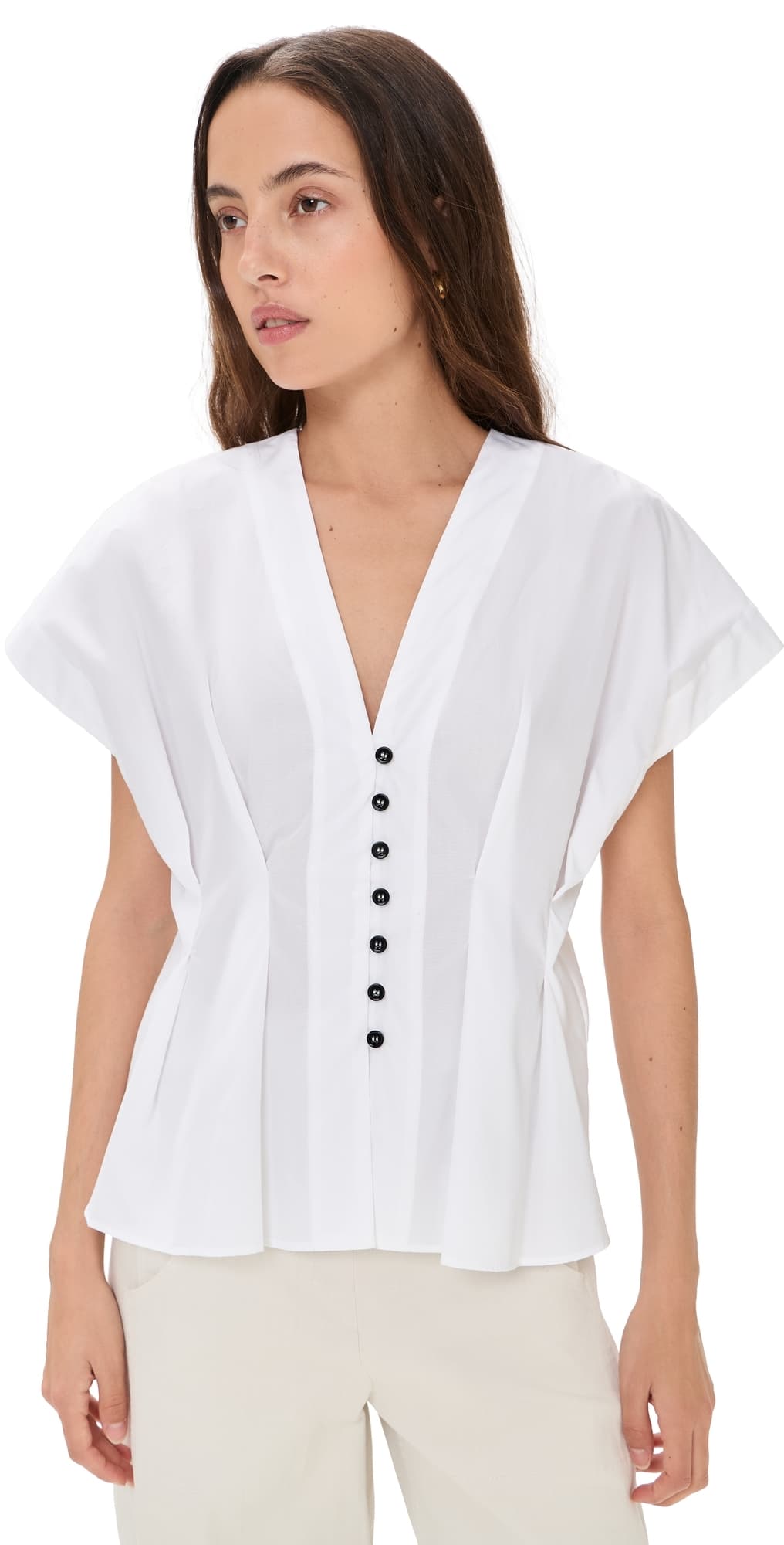 House of Dagmar Cinched Cotton Top White