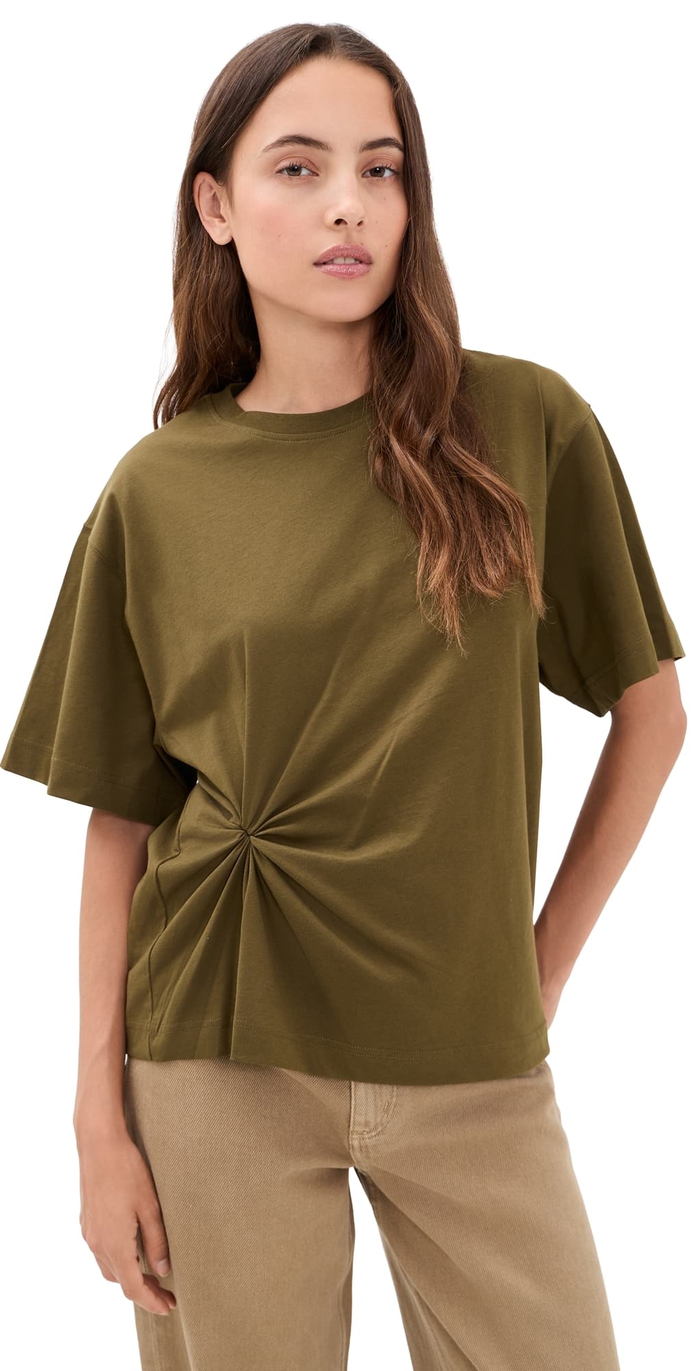 House of Dagmar Knot T-Shirt Dark Olive Green